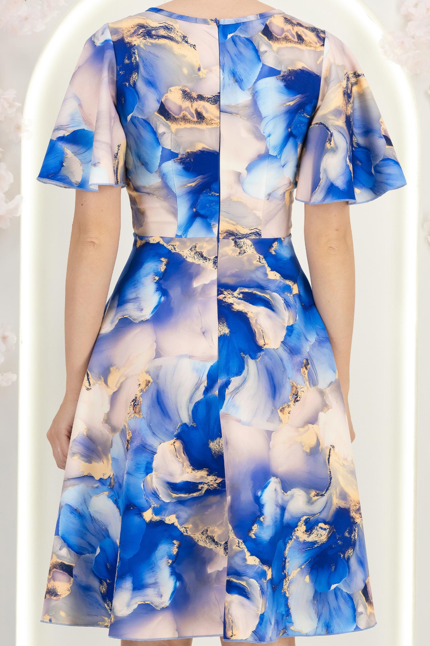 Rochie albastra midi in clos cu mâneci tip fluture - StarShinerS 6 - StarShinerS.ro