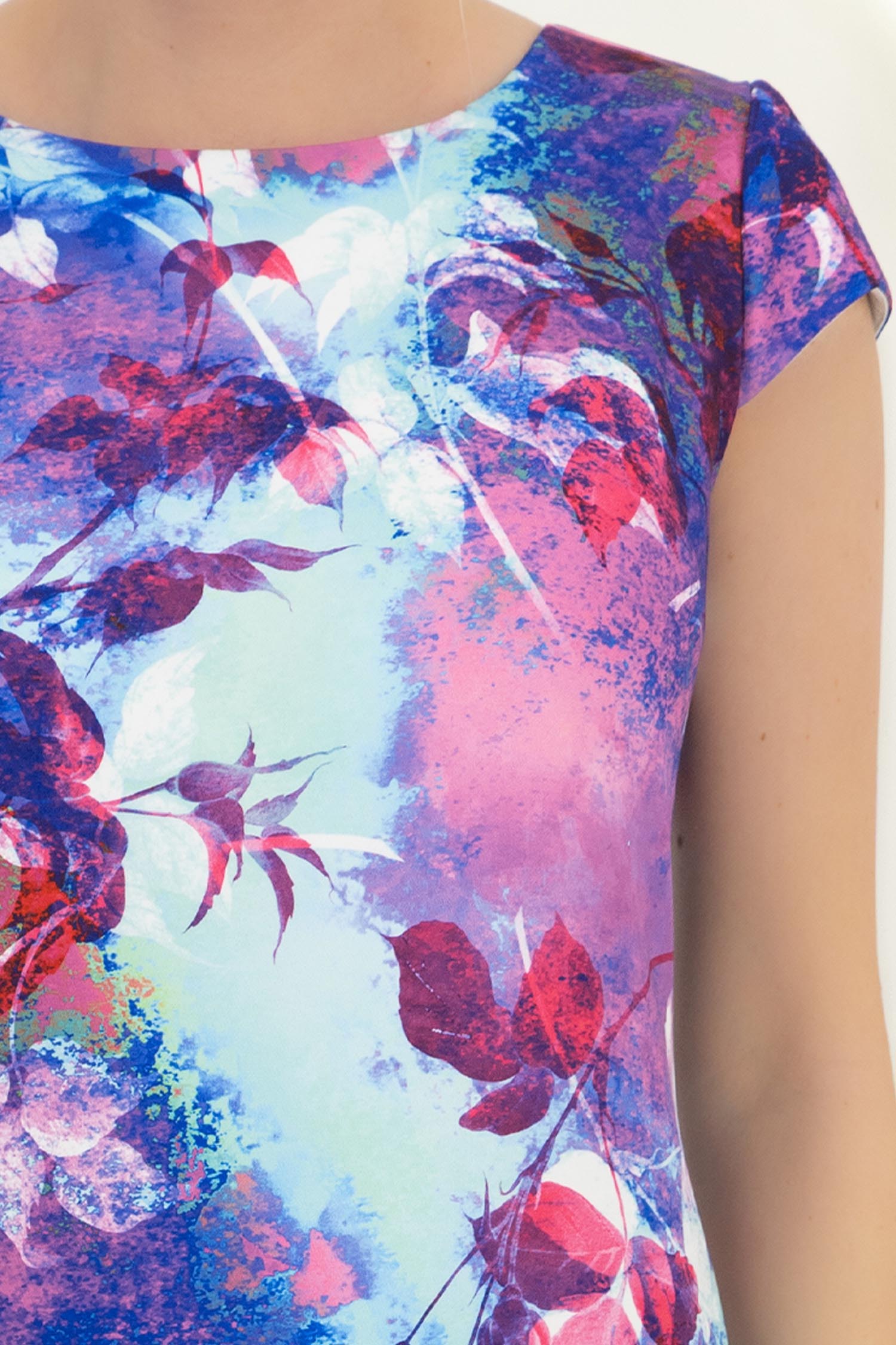 Rochie mov scurta cu un croi drept si imprimeu- StarShinerS 4 - StarShinerS.ro