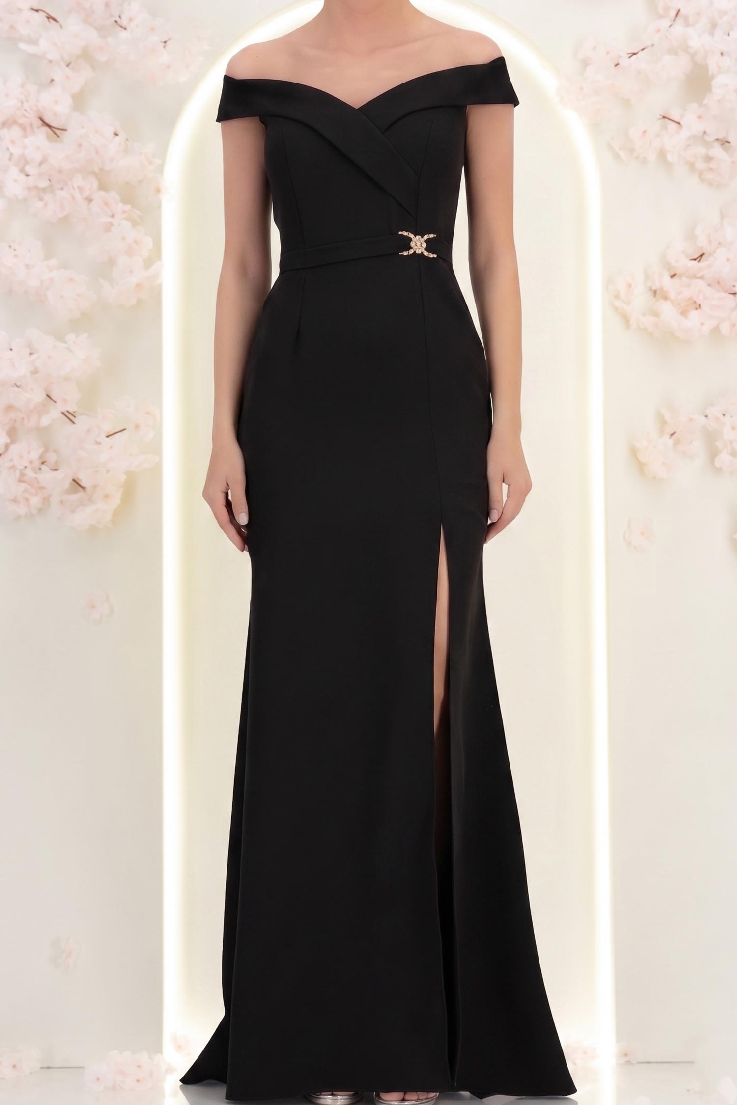 Rochie neagra lunga tip sirenă cu umeri goi- StarShinerS 4 - StarShinerS.ro