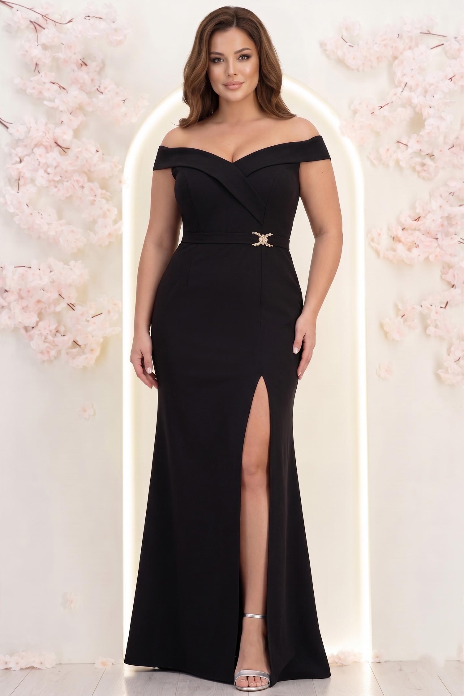 Rochie neagra lunga tip sirenă cu umeri goi- StarShinerS 1 - StarShinerS.ro