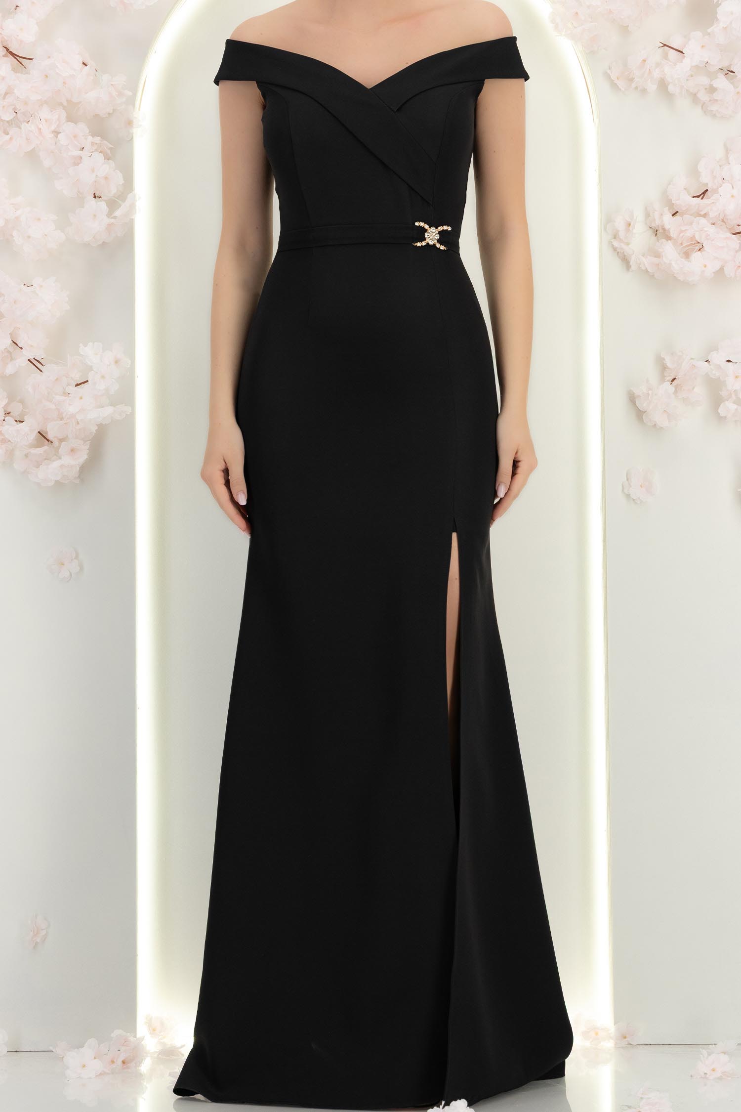 Rochie neagra lunga tip sirenă cu umeri goi- StarShinerS 3 - StarShinerS.ro