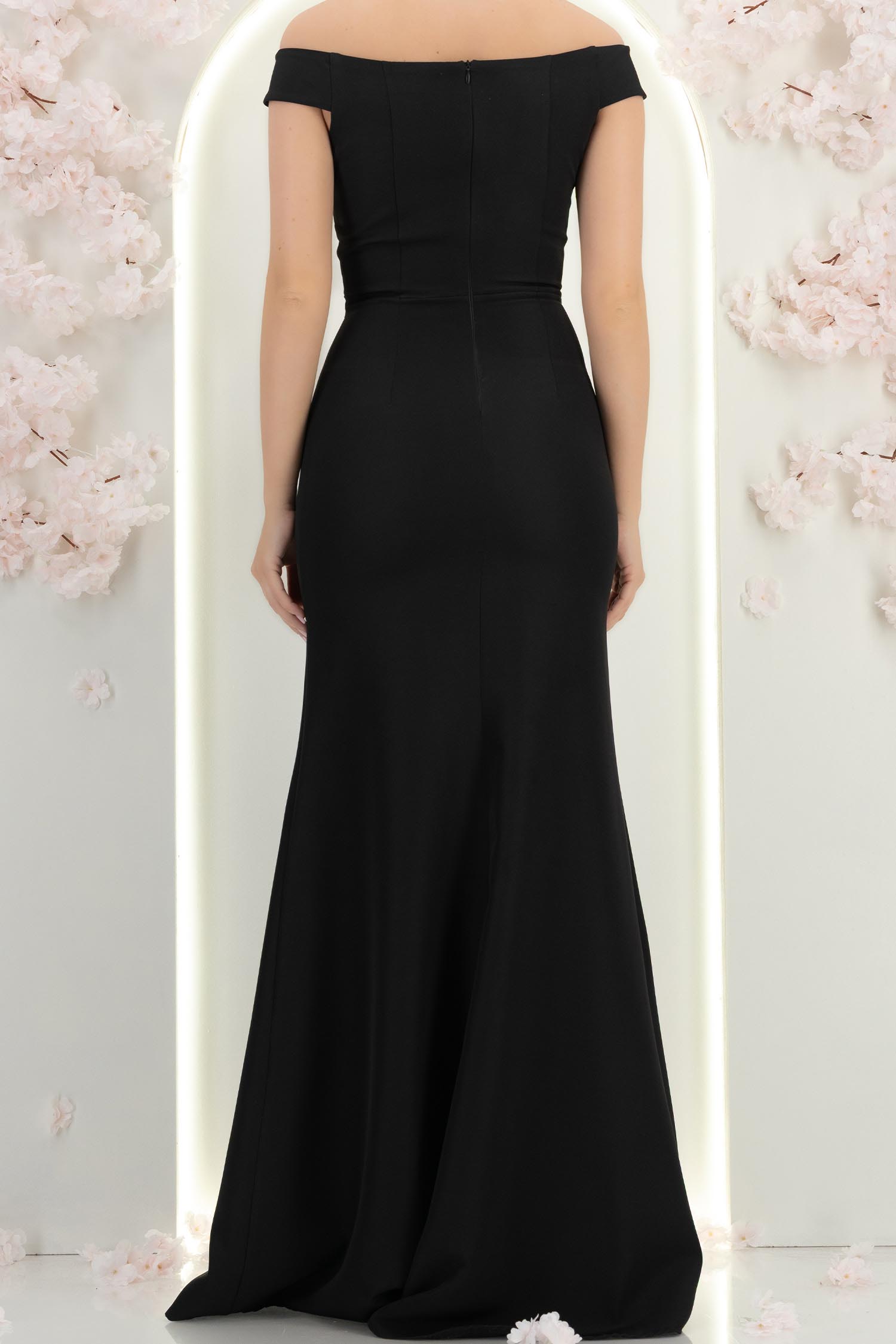 Rochie neagra lunga tip sirenă cu umeri goi- StarShinerS 4 - StarShinerS.ro