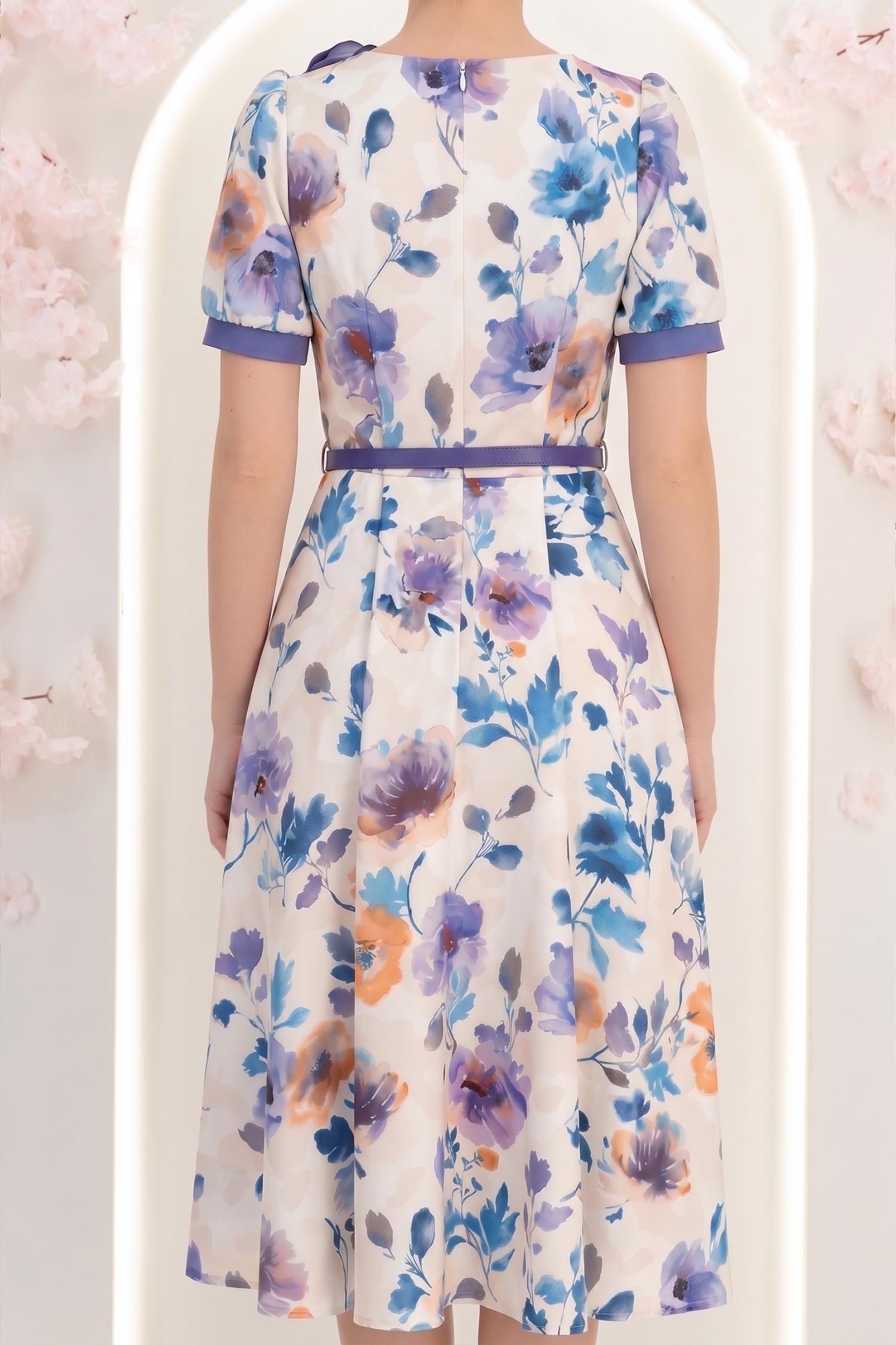 Rochie crem midi in clos cu accesoriu tip curea si brosa florala - StarShinerS 6 - StarShinerS.ro