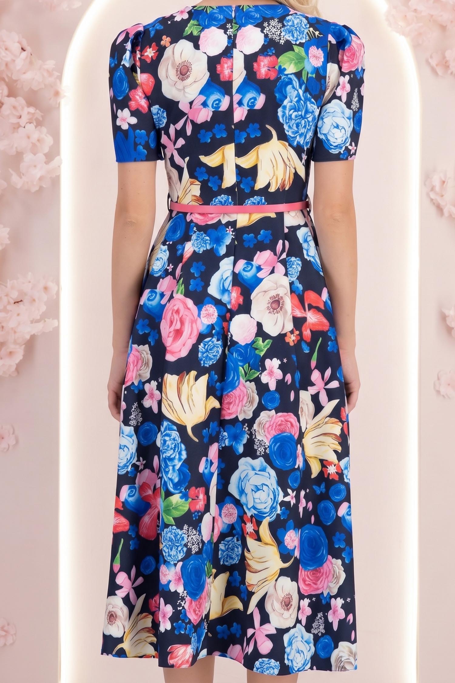 Rochie multicolora midi in clos cu accesoriu tip curea - StarShinerS 4 - StarShinerS.ro