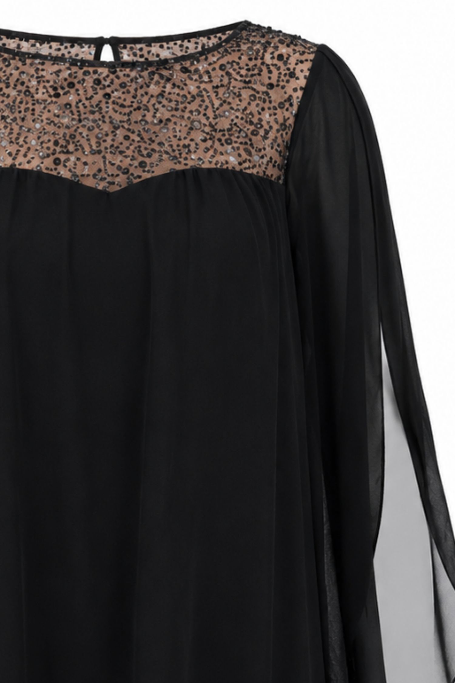 Rochie din voal si paiete neagra scurta cu croi larg- StarShinerS 5 - StarShinerS.ro