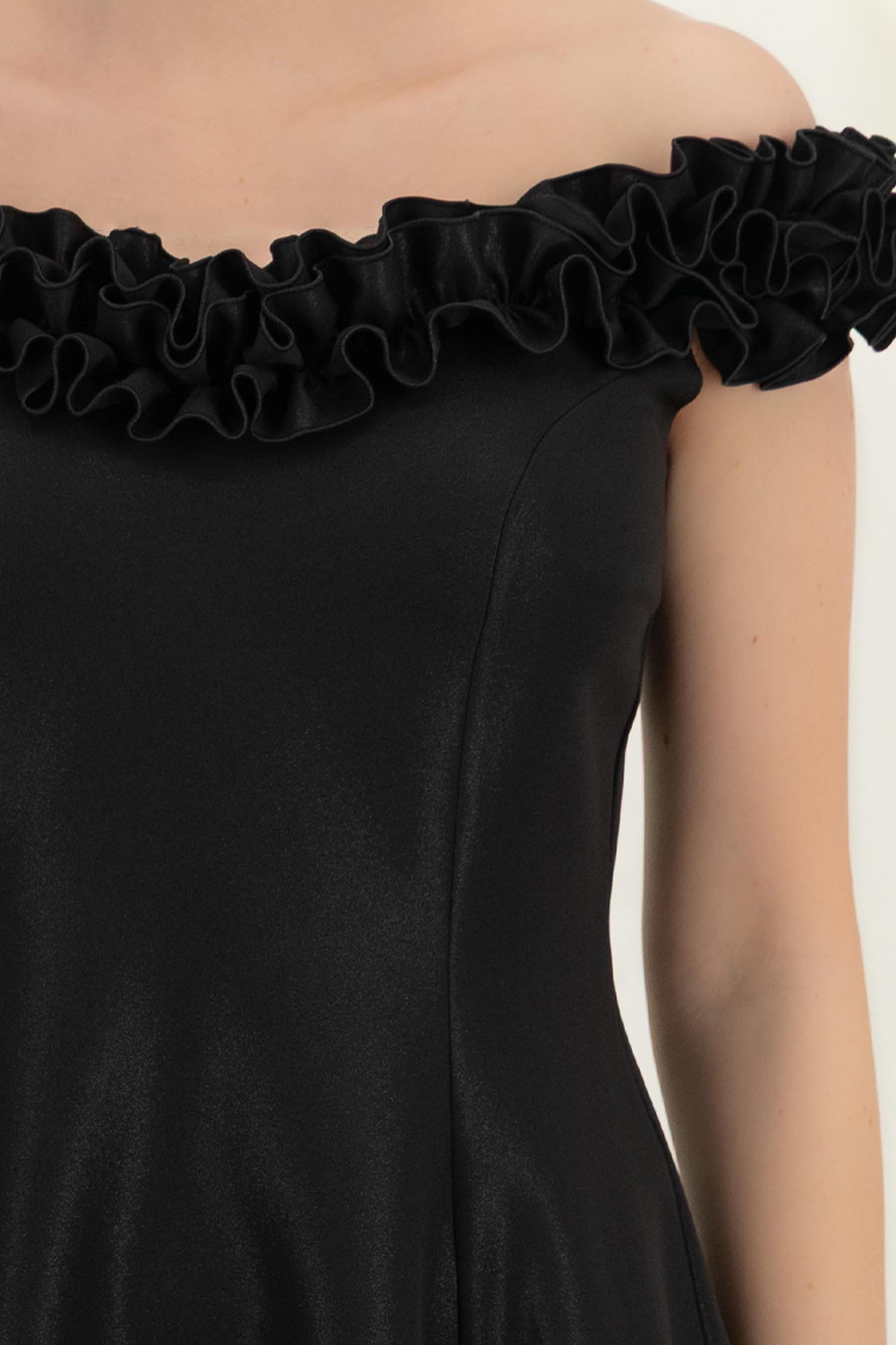 Rochie neagra cu sclipici scurta in clos cu volanase - StarShinerS 5 - StarShinerS.ro