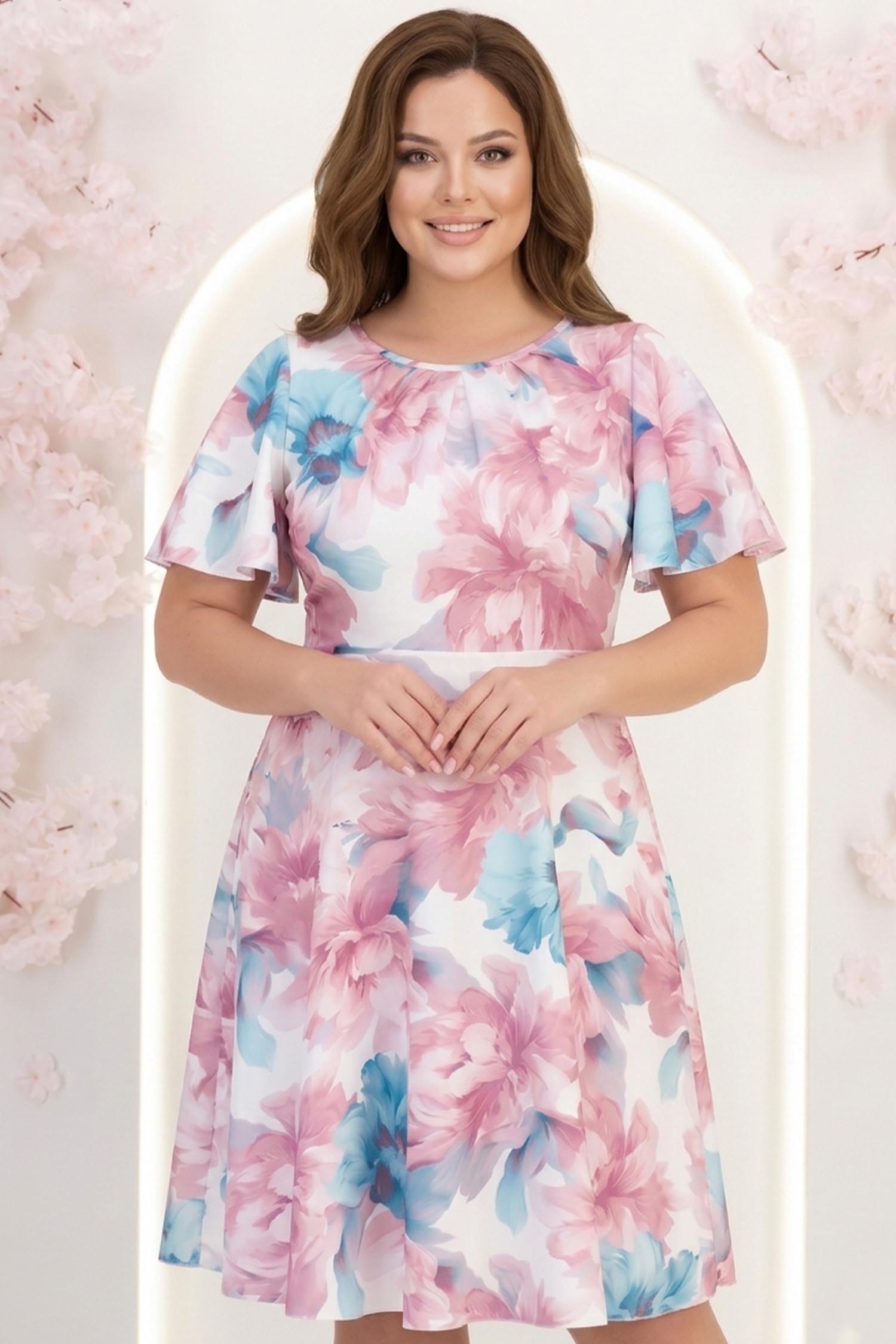 Rochie roz deschis midi in clos cu mâneci tip fluture - StarShinerS 1 - StarShinerS.ro