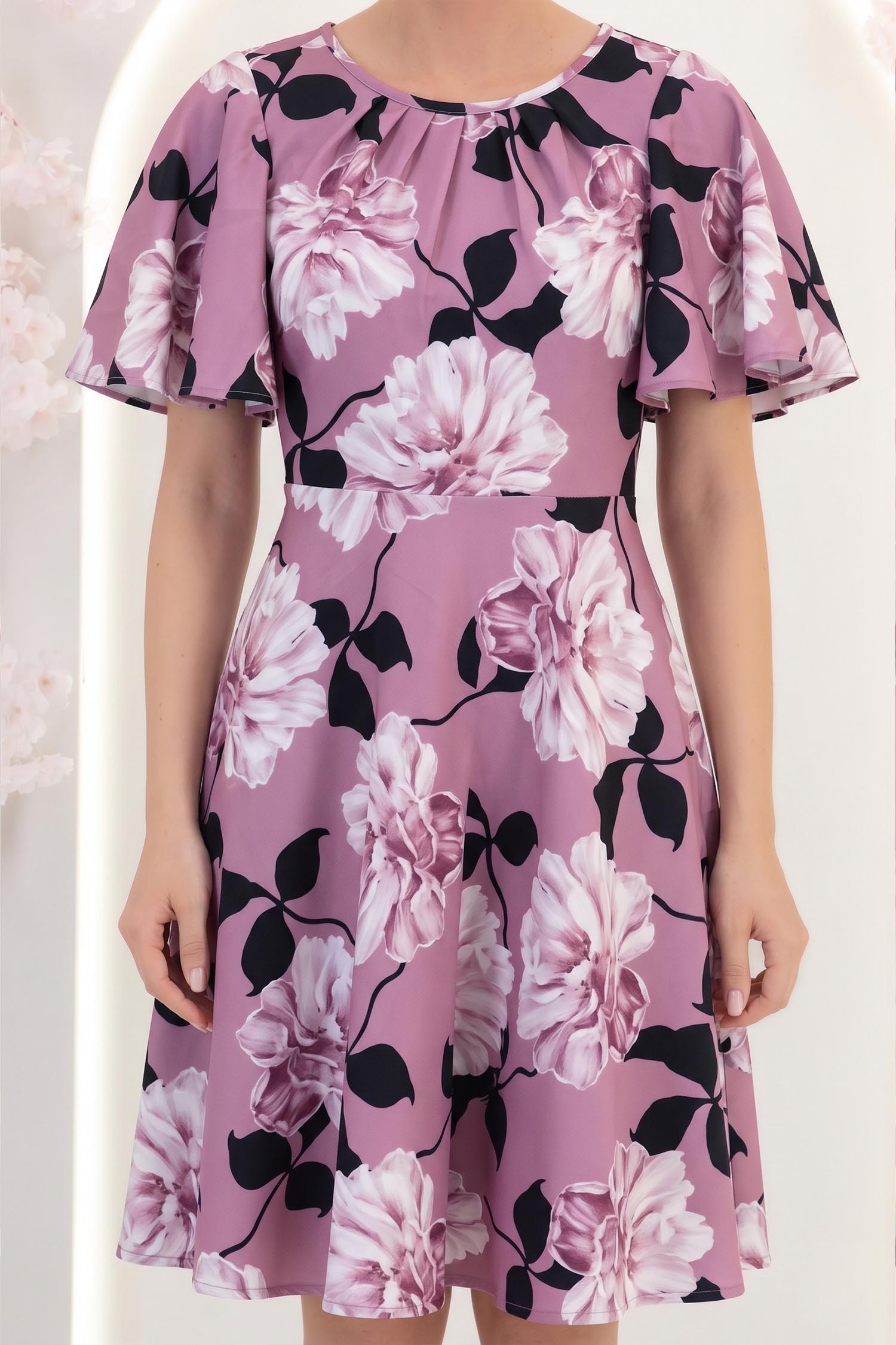 Rochie lila midi in clos cu mâneci tip fluture - StarShinerS 5 - StarShinerS.ro