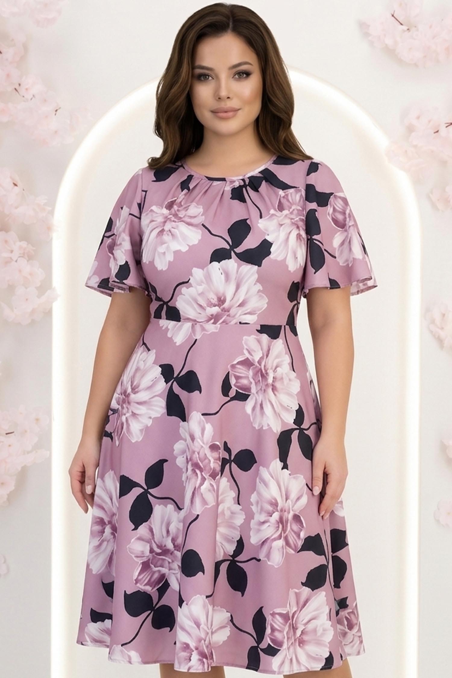 Rochie lila midi in clos cu mâneci tip fluture - StarShinerS 1 - StarShinerS.ro
