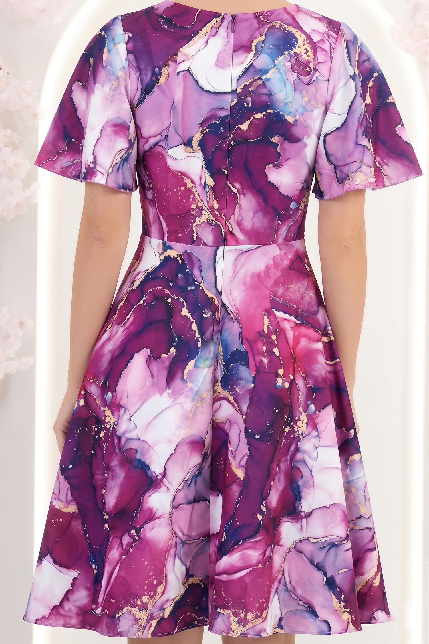 Rochie mov midi in clos cu mâneci tip fluture - StarShinerS 6 - StarShinerS.ro