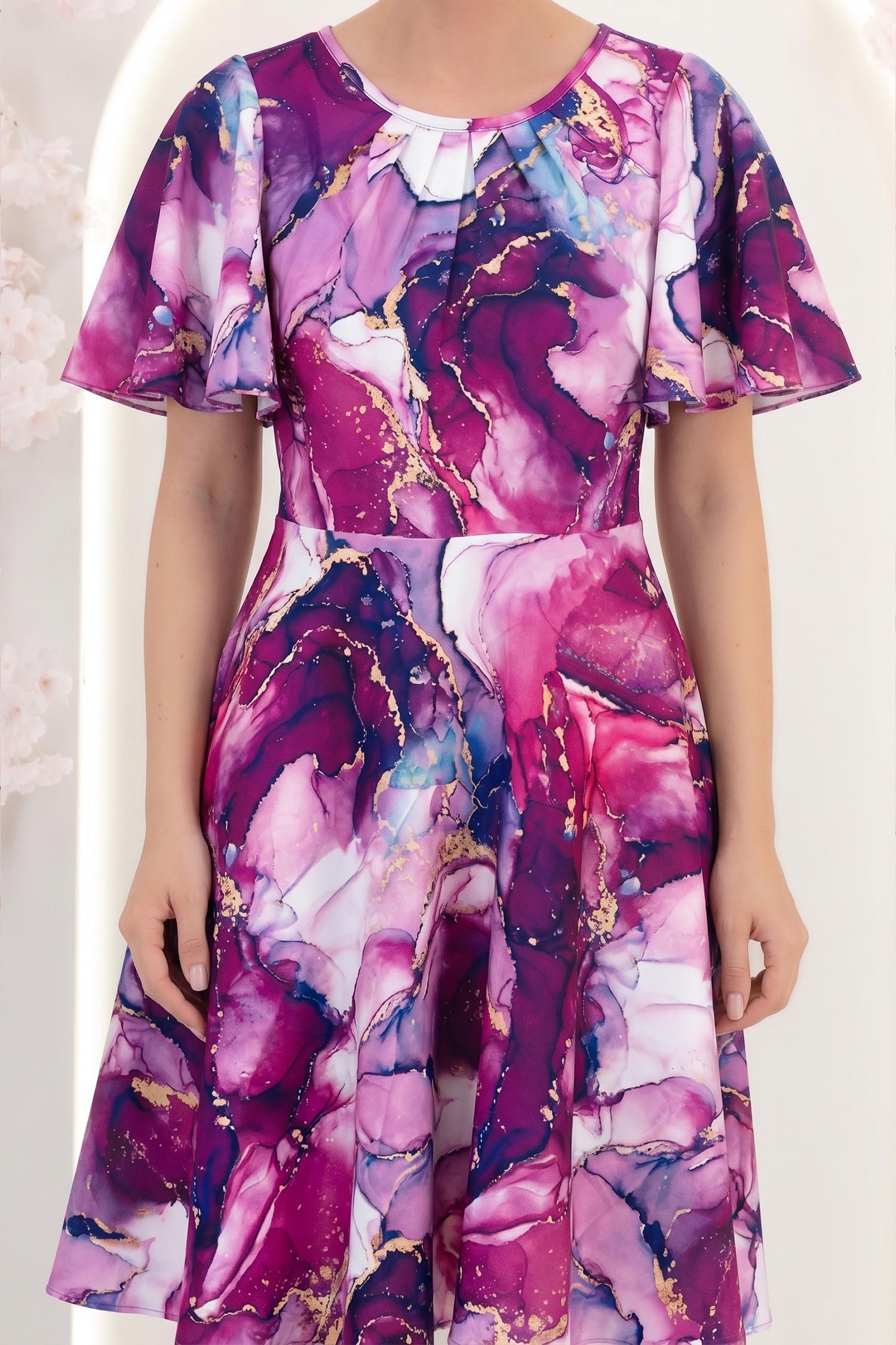 Rochie mov midi in clos cu mâneci tip fluture - StarShinerS 5 - StarShinerS.ro