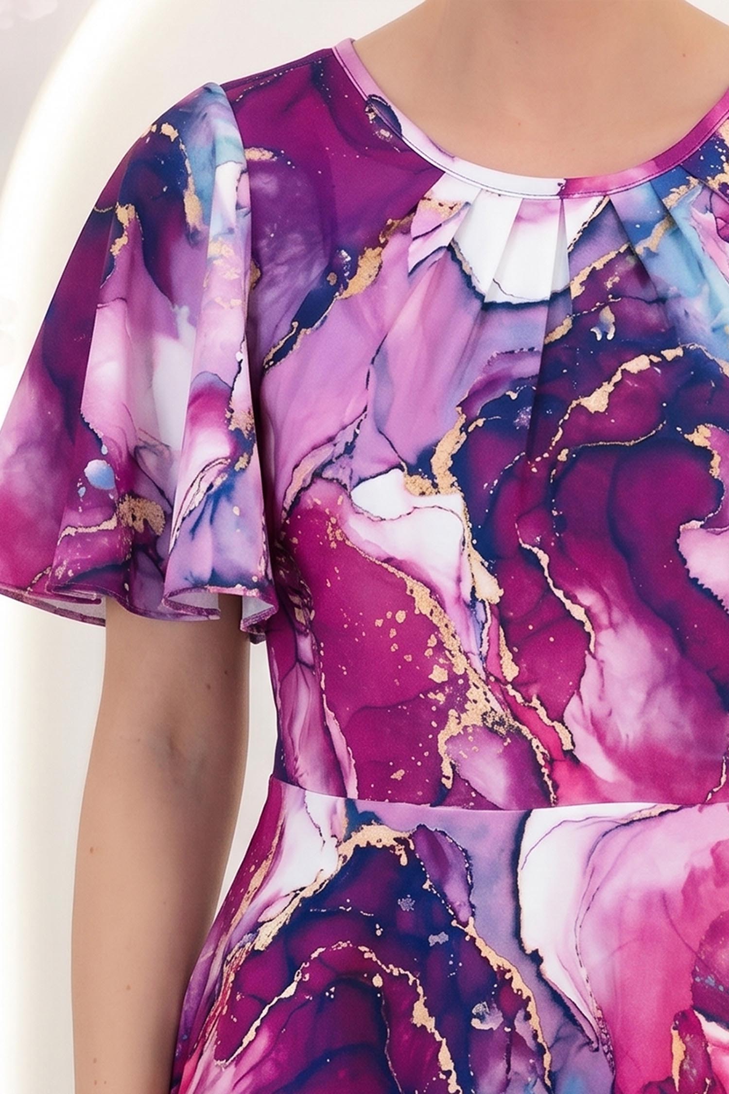 Rochie mov midi in clos cu mâneci tip fluture - StarShinerS 4 - StarShinerS.ro
