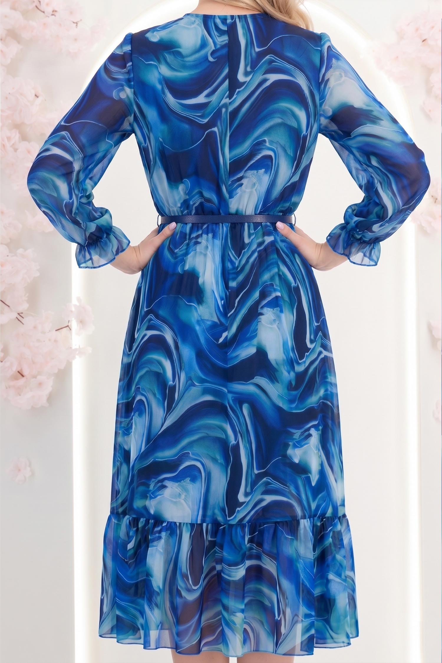 Rochie din viscoza imprimata midi in clos cu elastic in talie si curea detasabila - StarShinerS 6 - StarShinerS.ro