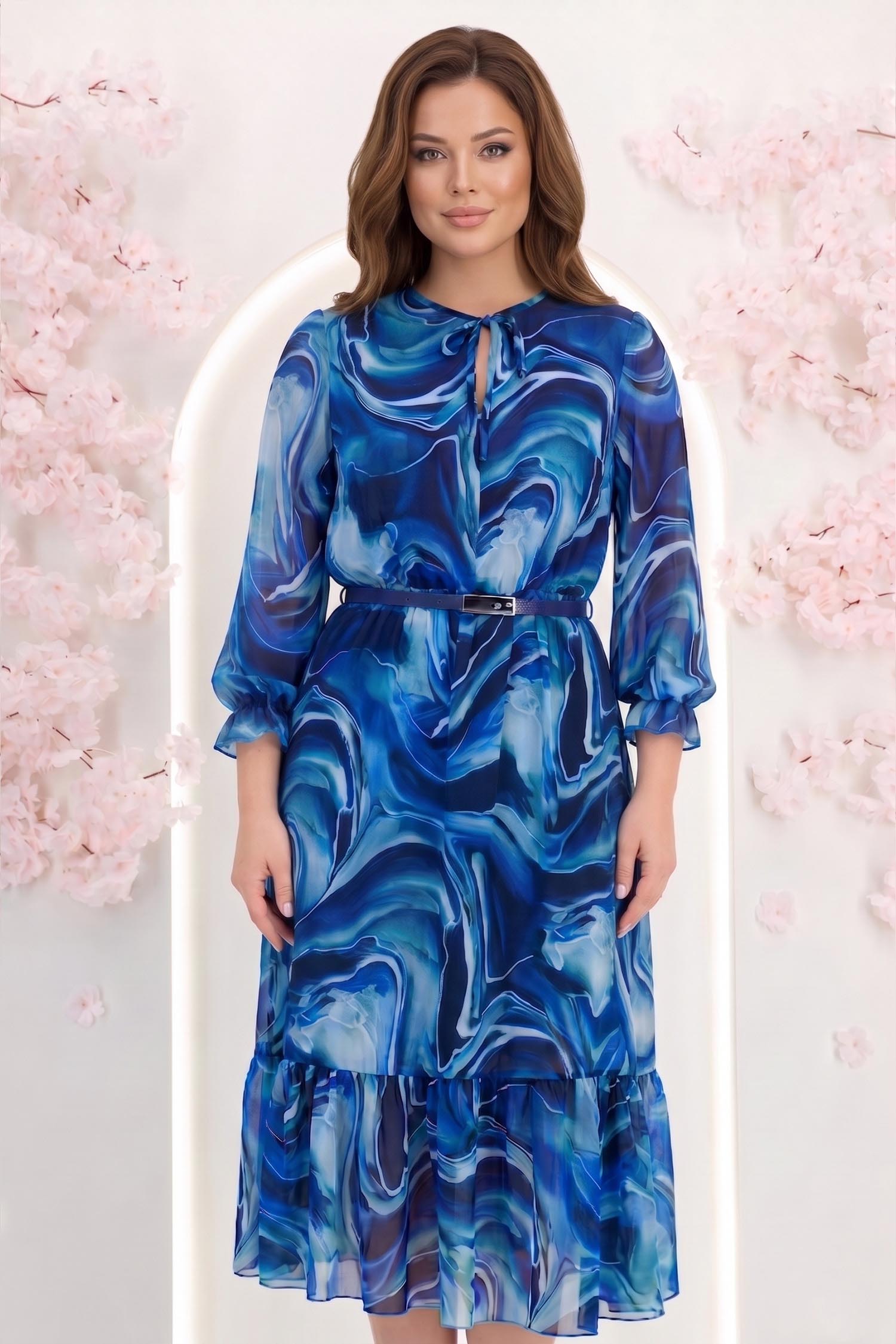 Rochie imprimata midi in clos cu elastic in talie si curea detasabila - StarShinerS 1 - StarShinerS.ro