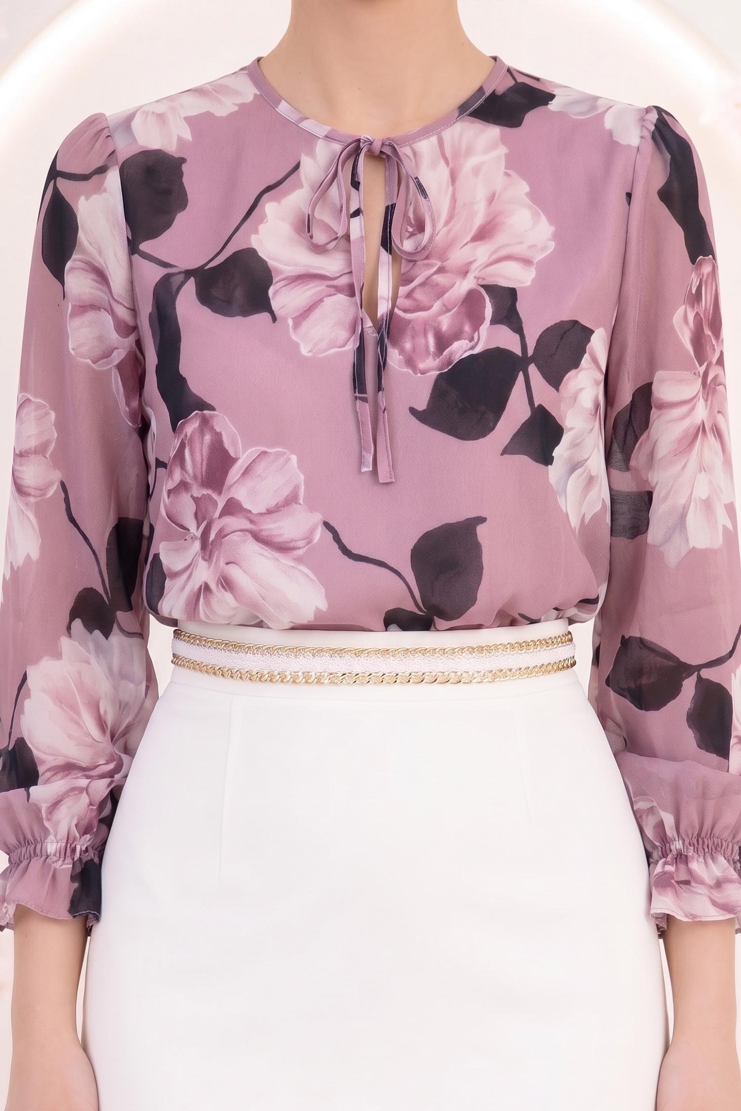 Bluza din viscoza lila cu croi larg si volanase la maneca - StarShinerS 4 - StarShinerS.ro