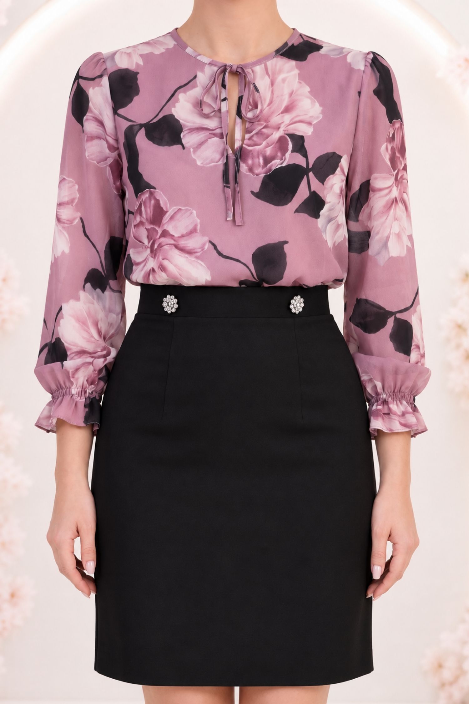Bluza din viscoza lila cu croi larg si volanase la maneca - StarShinerS 4 - StarShinerS.ro