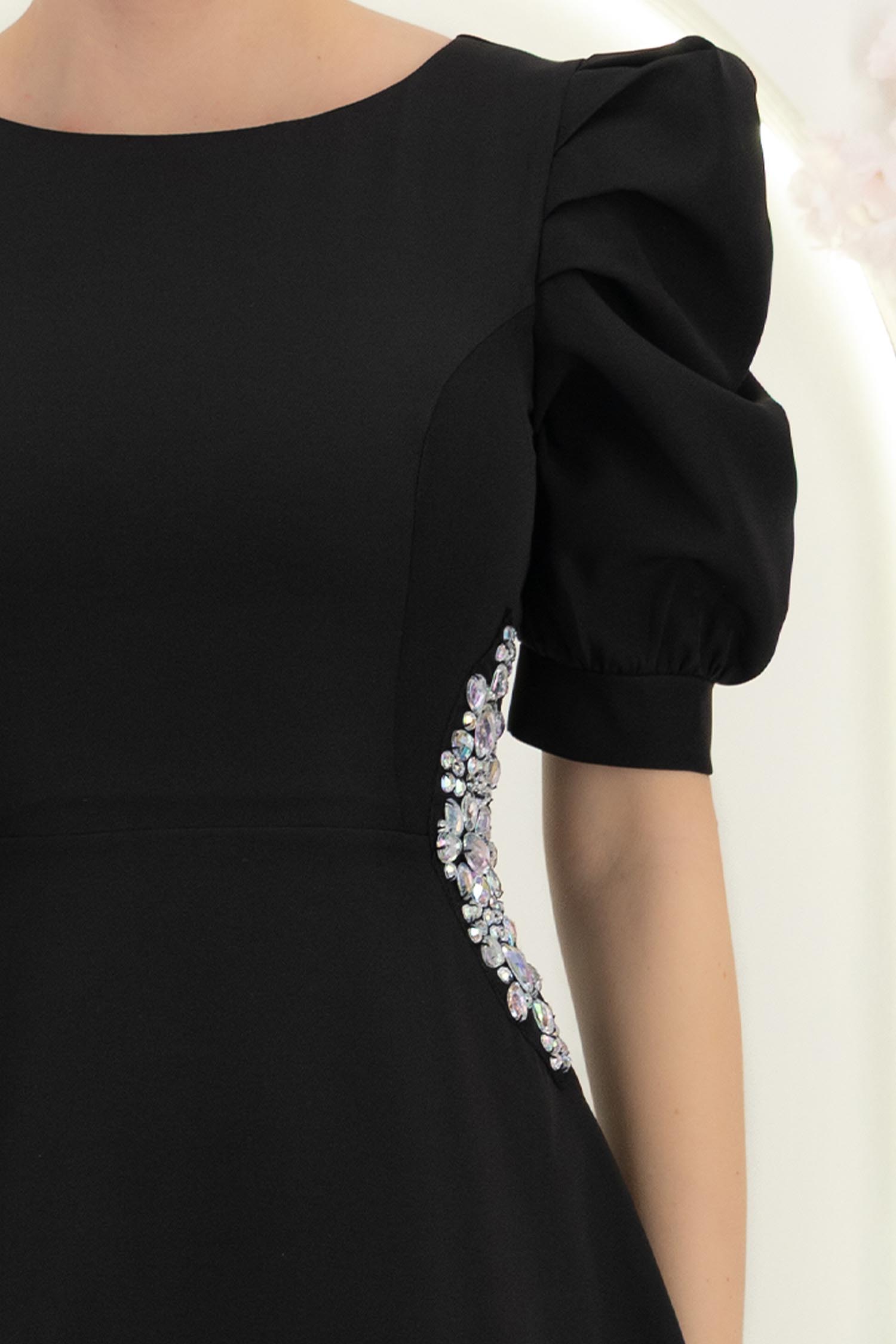 Rochie neagra midi in clos accesorizata cu pietre stras - StarShinerS 4 - StarShinerS.ro