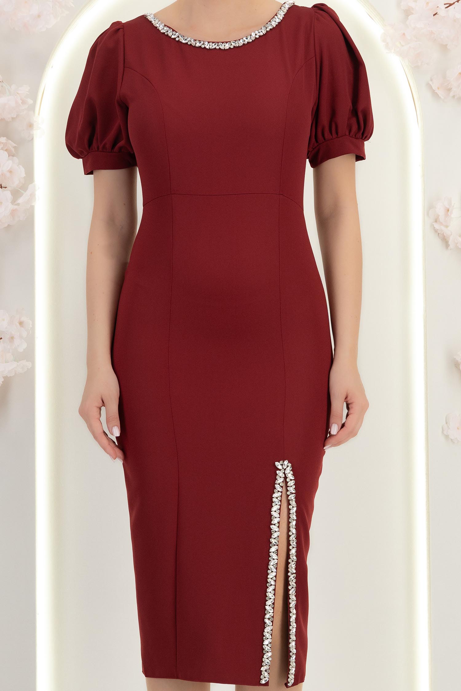 Rochie visinie midi tip creion cu aplicatii stralucitoare- StarShinerS 3 - StarShinerS.ro