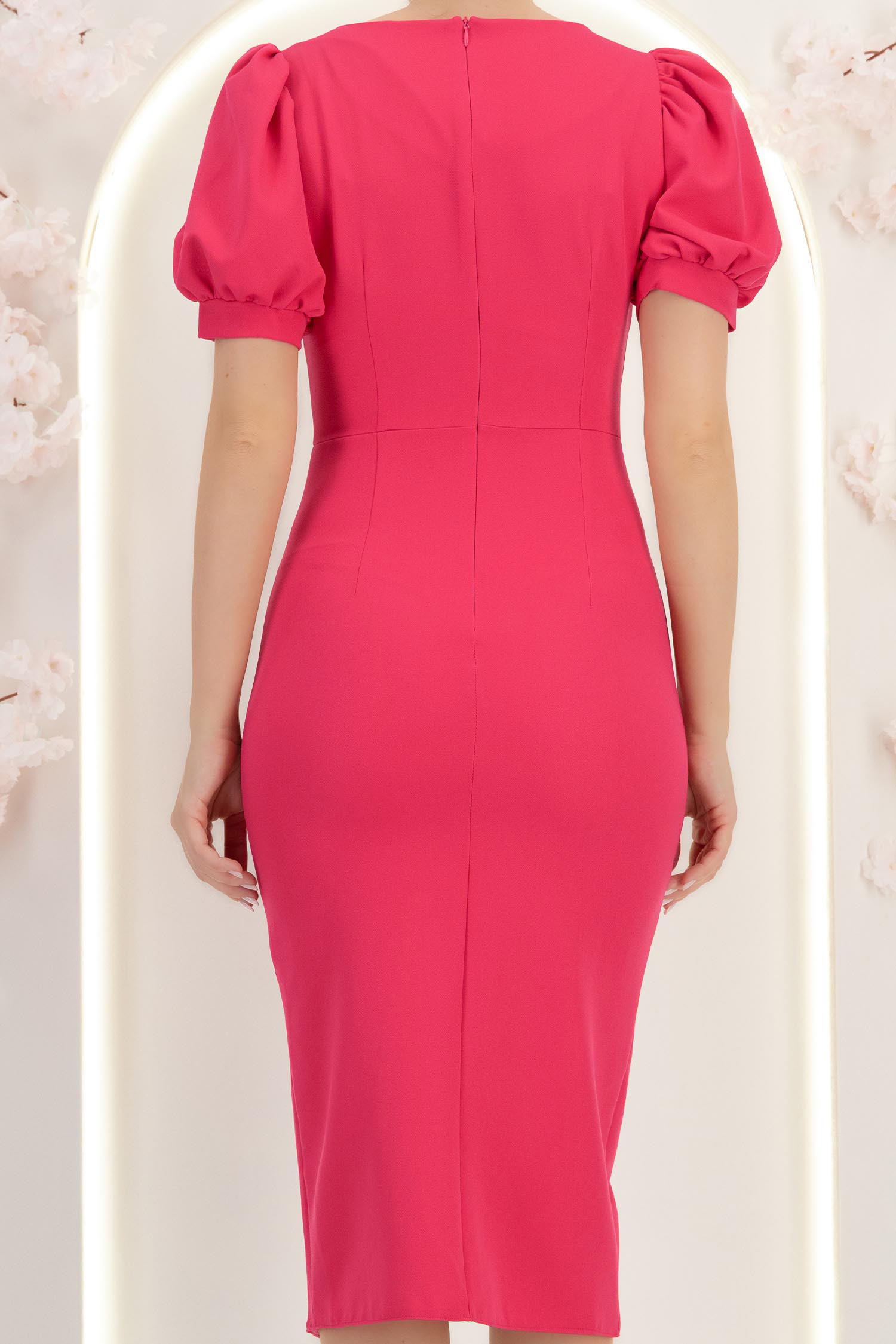 Rochie fuchsia midi tip creion cu aplicatii stralucitoare- StarShinerS 6 - StarShinerS.ro