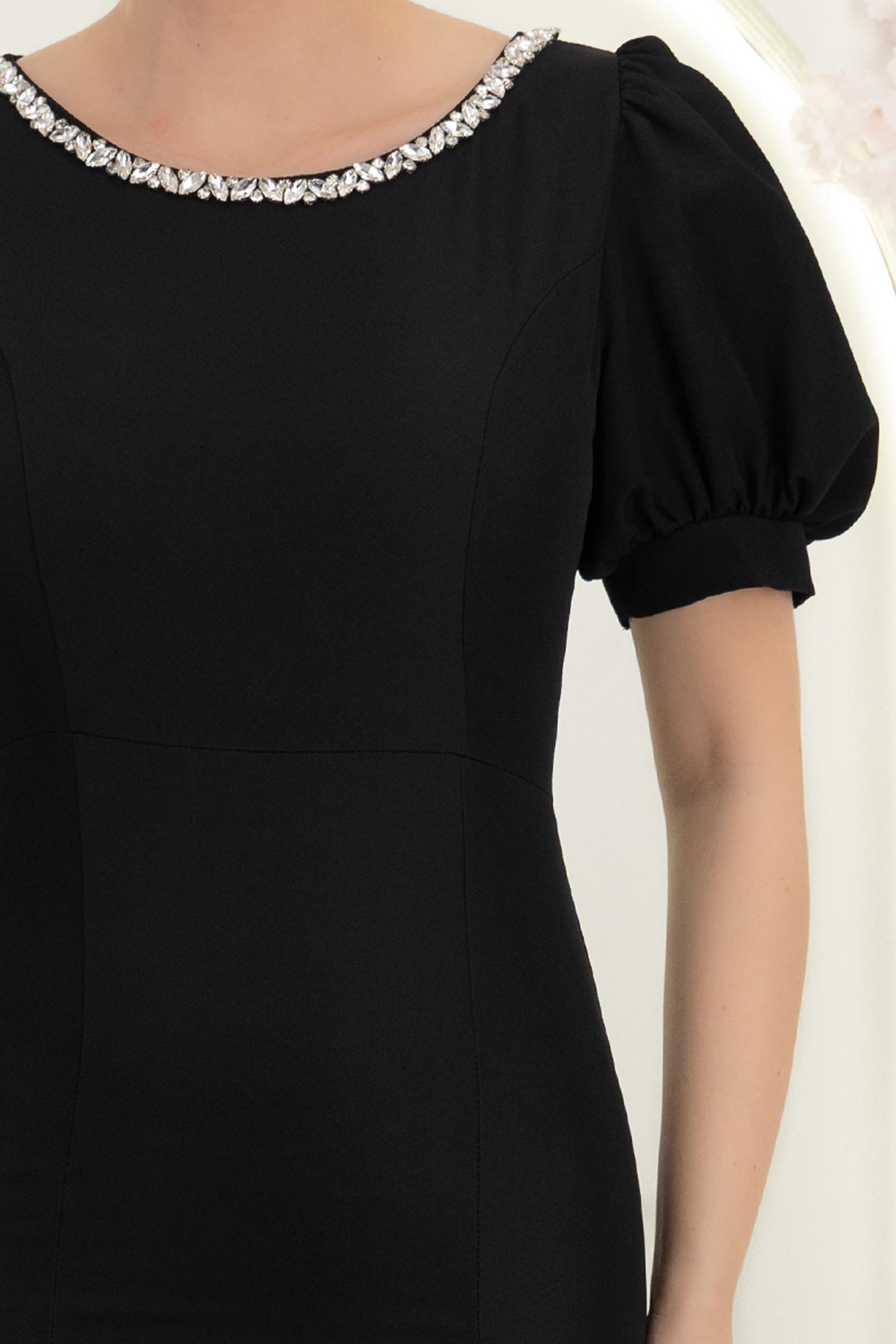 Rochie neagra midi tip creion cu aplicatii stralucitoare - StarShinerS 4 - StarShinerS.ro