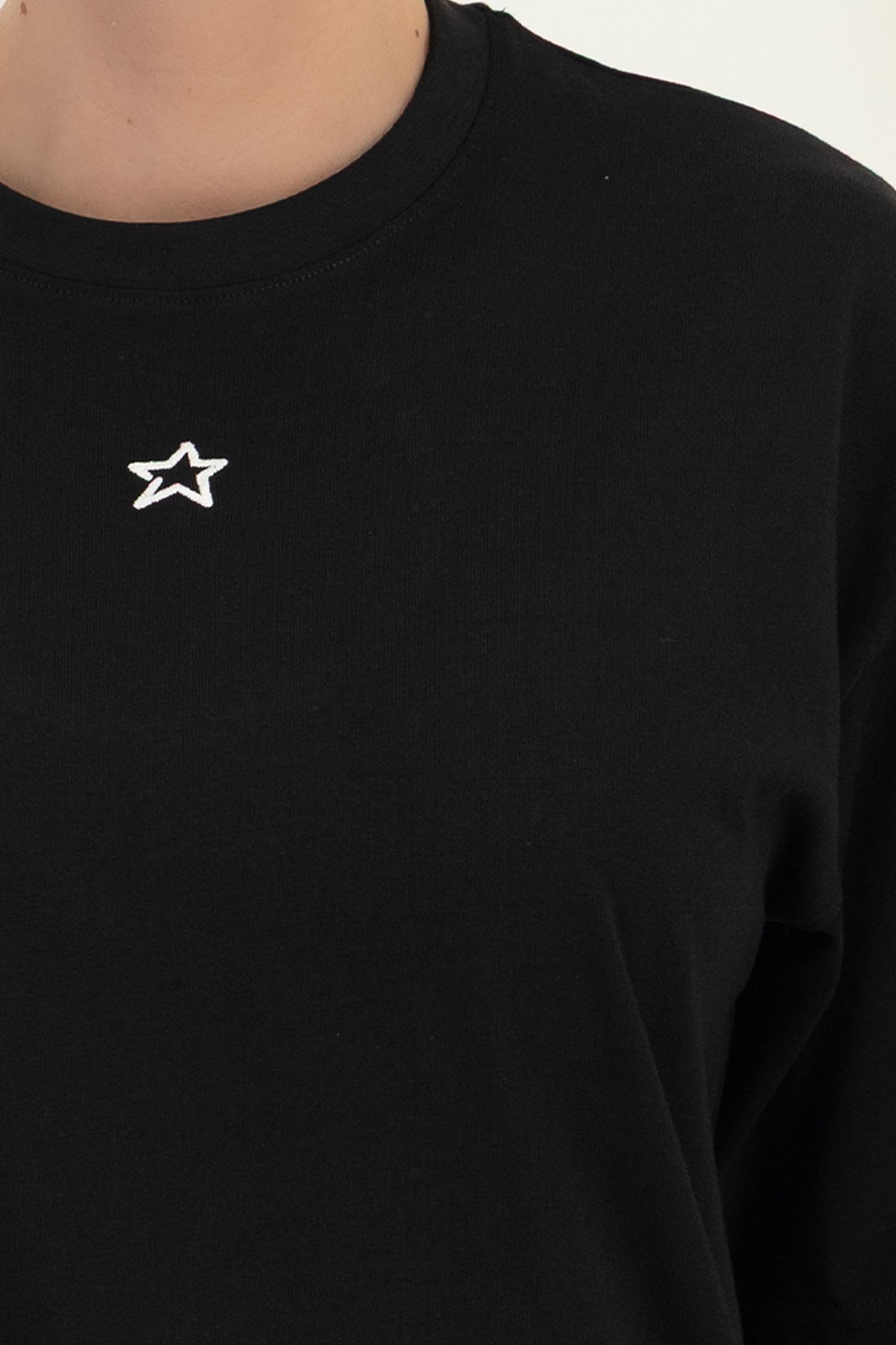 Tricou din bumbac negru cu croi larg 4 - StarShinerS.ro