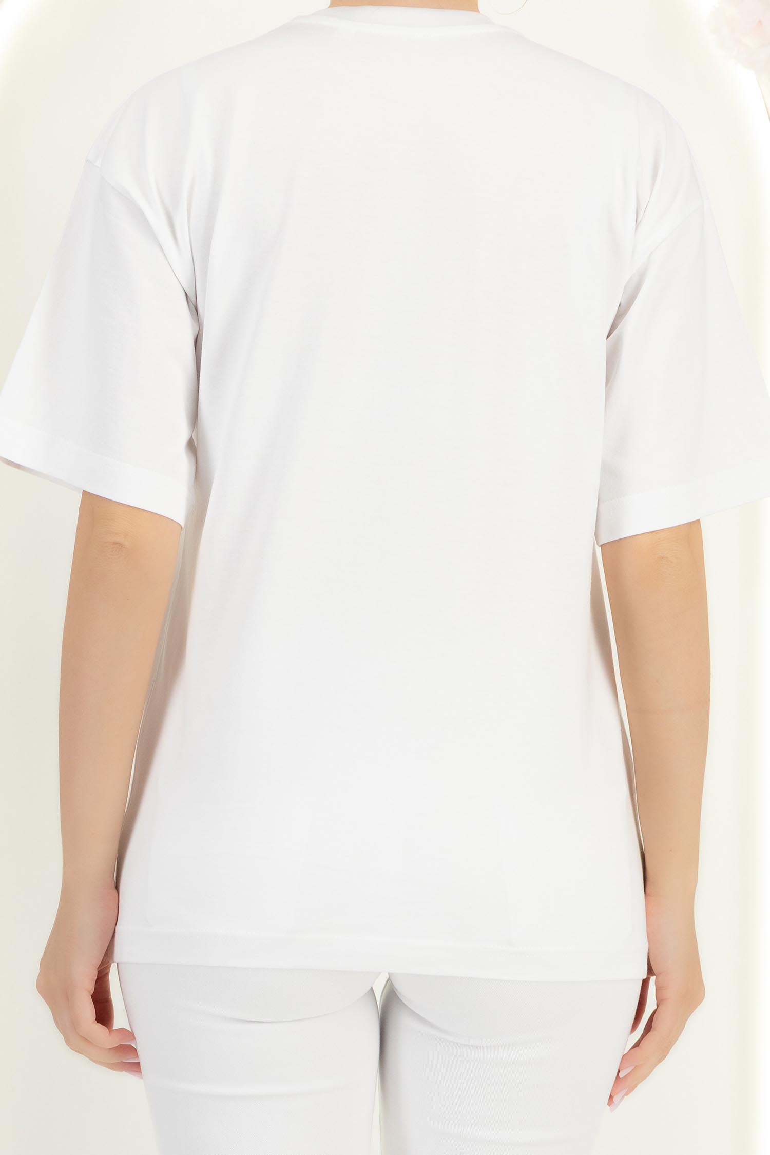 Tricou din bumbac alb cu croi larg 6 - StarShinerS.ro