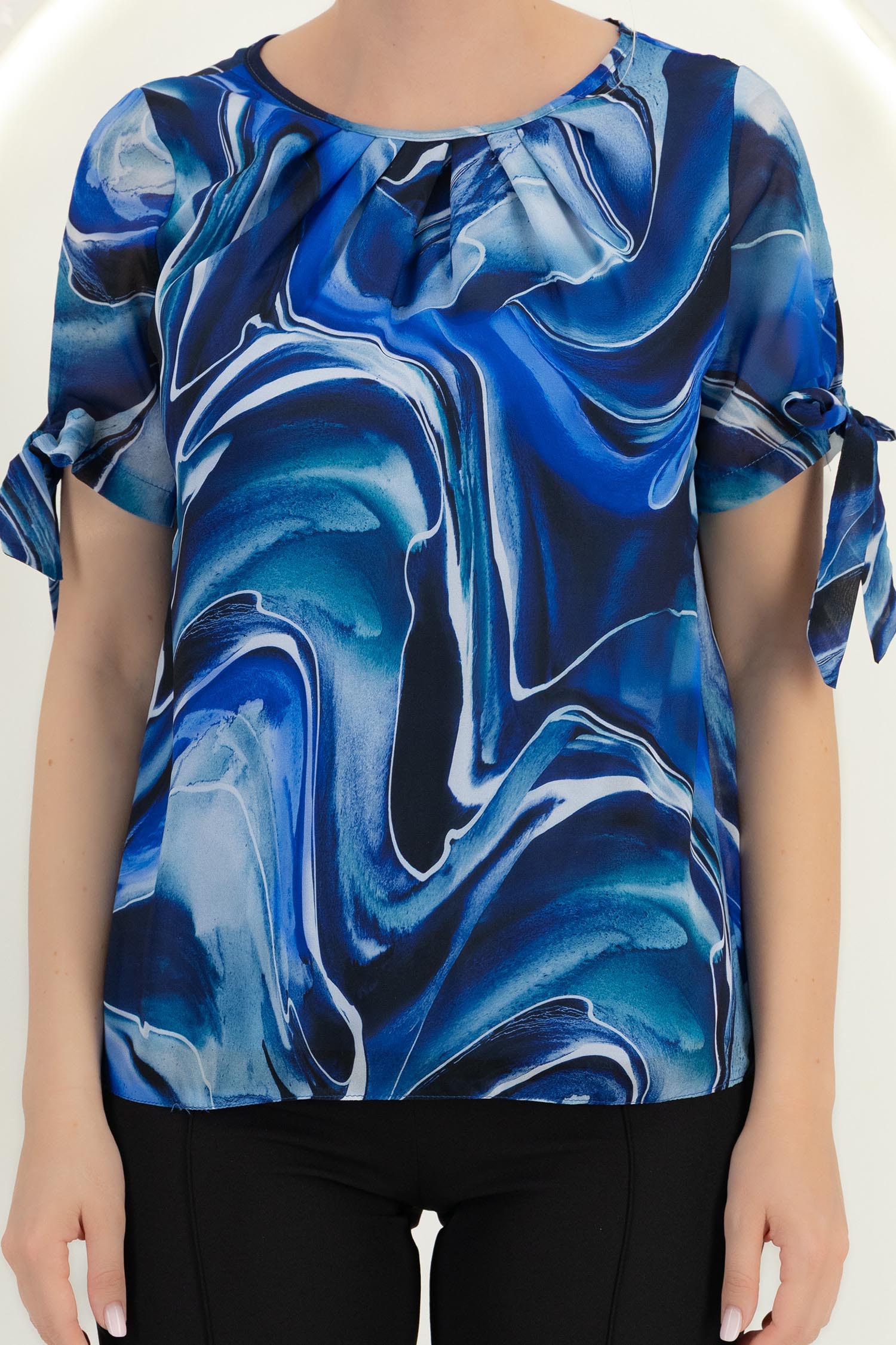 Bluza dama din voal bleumarin cu maneca scurta cu un croi larg - StarShinerS 5 - StarShinerS.ro