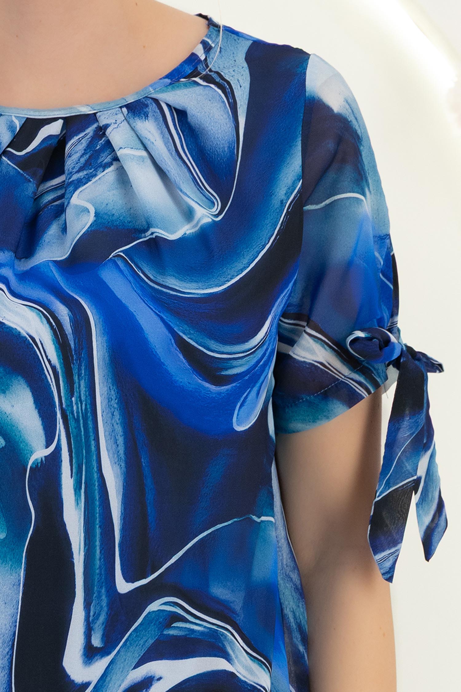 Bluza dama din voal bleumarin cu maneca scurta cu un croi larg - StarShinerS 4 - StarShinerS.ro