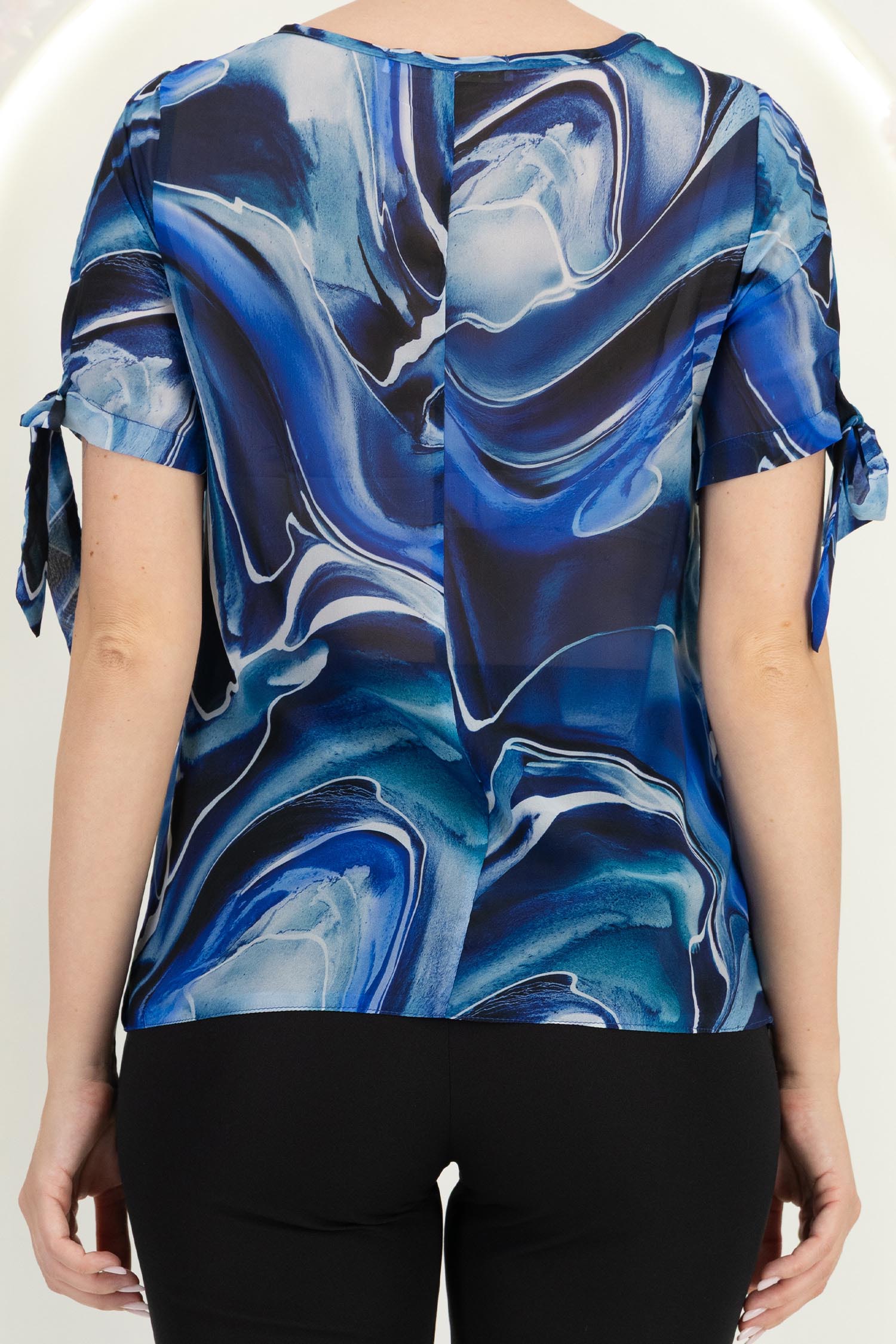 Bluza dama din voal bleumarin cu maneca scurta cu un croi larg - StarShinerS 6 - StarShinerS.ro