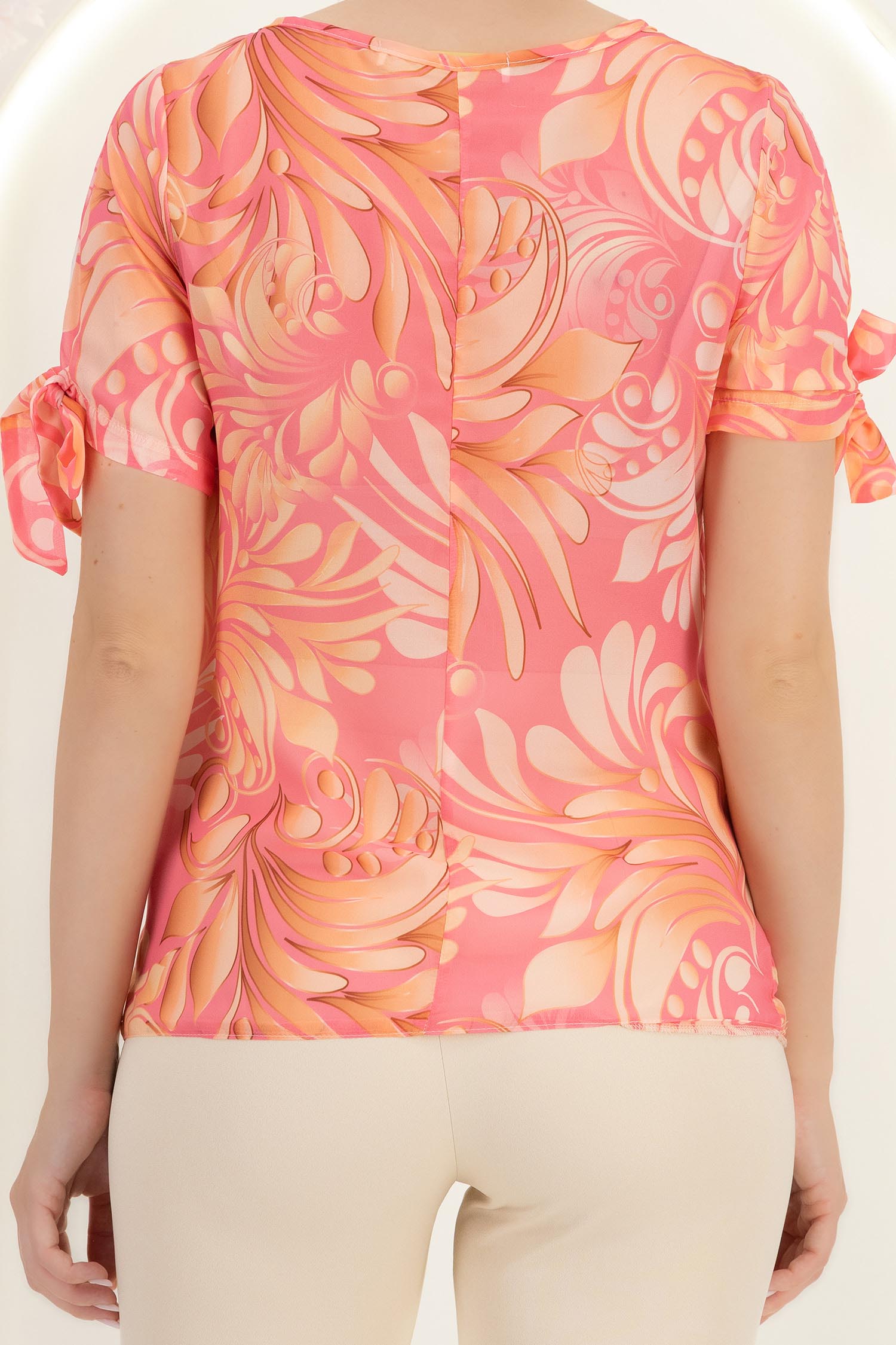 Bluza dama din voal roz cu maneca scurta cu un croi larg - StarShinerS 6 - StarShinerS.ro