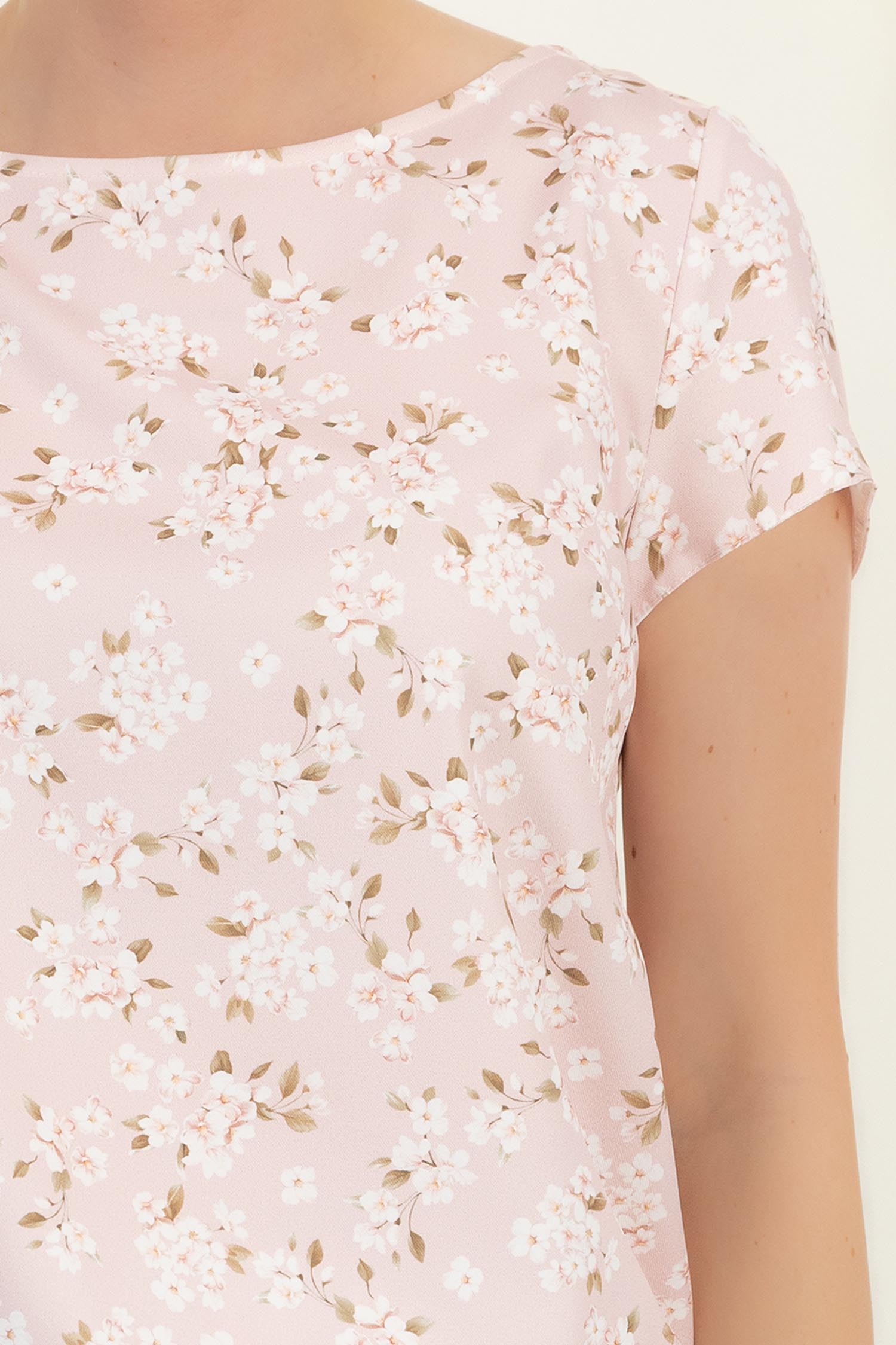 Bluza dama din viscoza roz pudra cu maneca scurta si croi larg 4 - StarShinerS.ro
