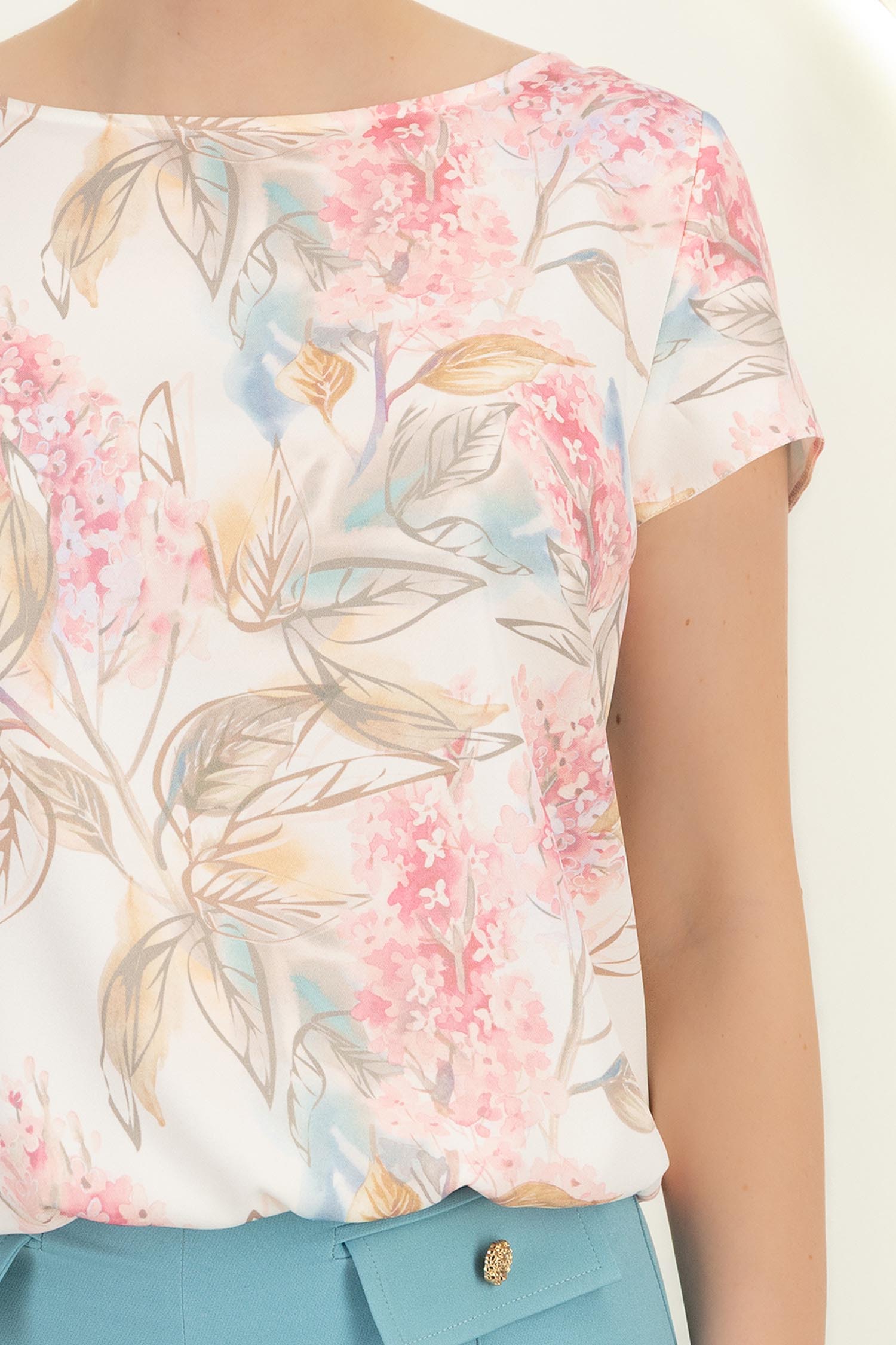 Bluza dama din viscoza roz deschis cu maneca scurta si croi larg 4 - StarShinerS.ro