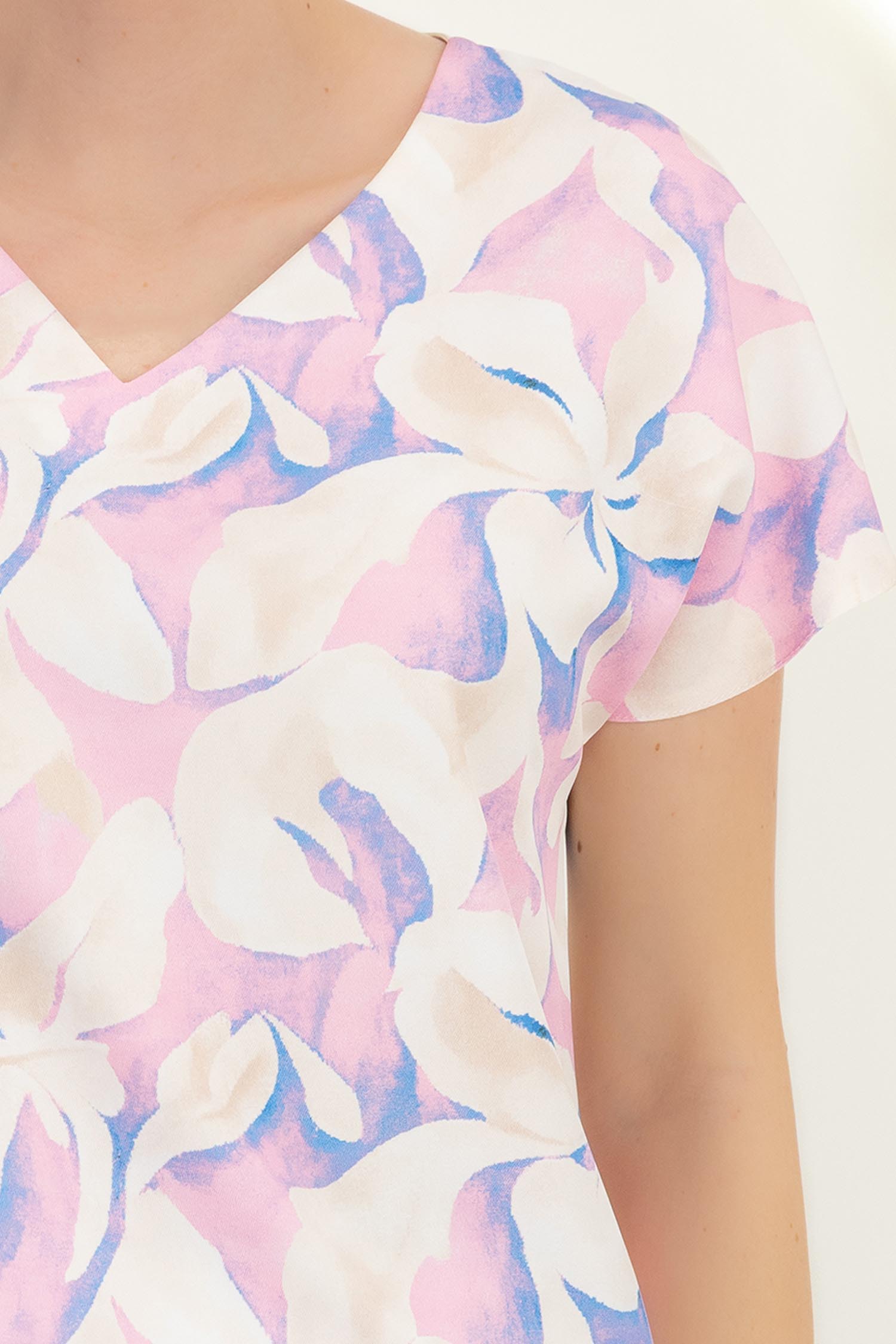 Bluza dama din viscoza roz deschis cu maneca scurta si croi larg 4 - StarShinerS.ro