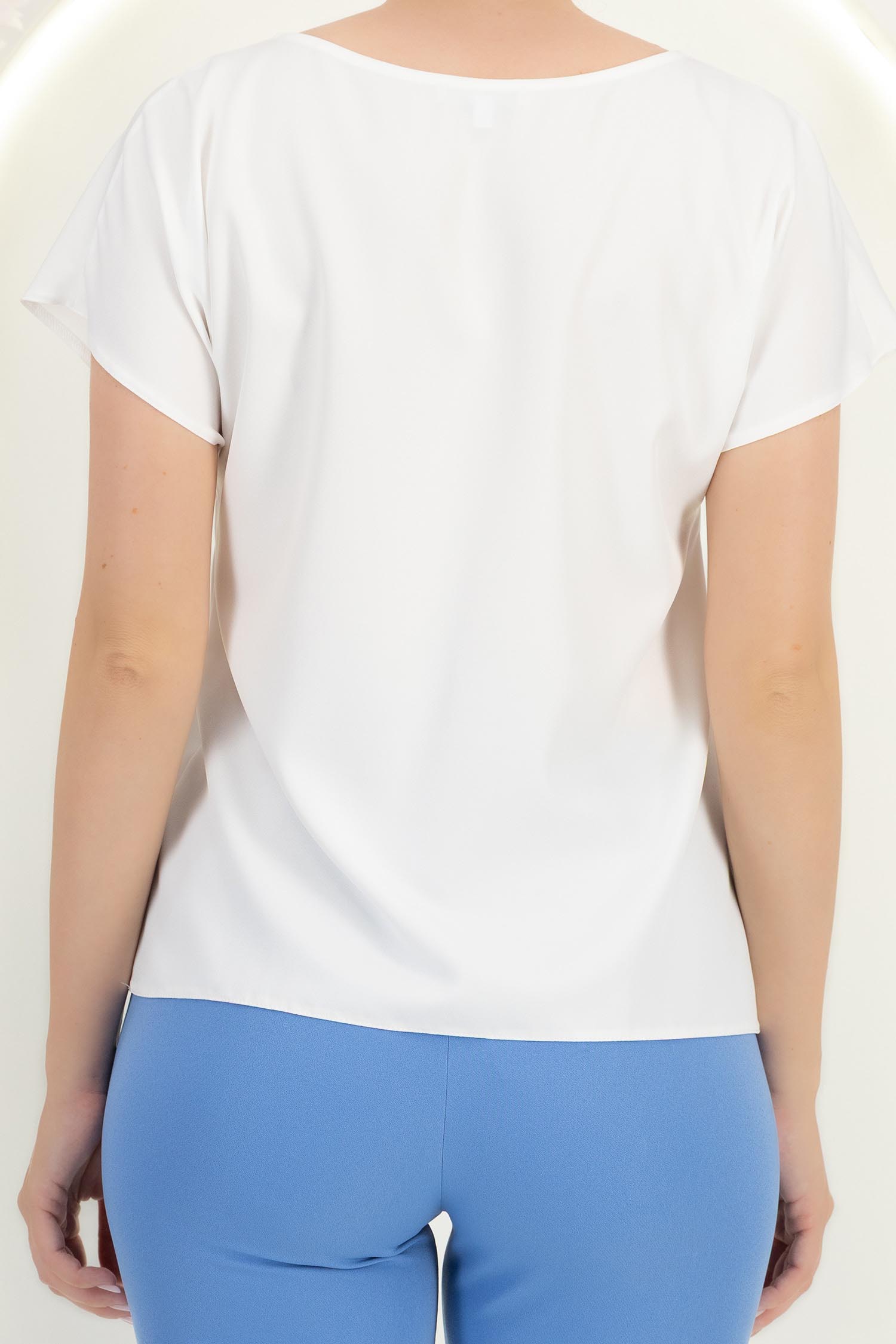 Bluza dama din viscoza alba cu maneca scurta si croi larg 6 - StarShinerS.ro