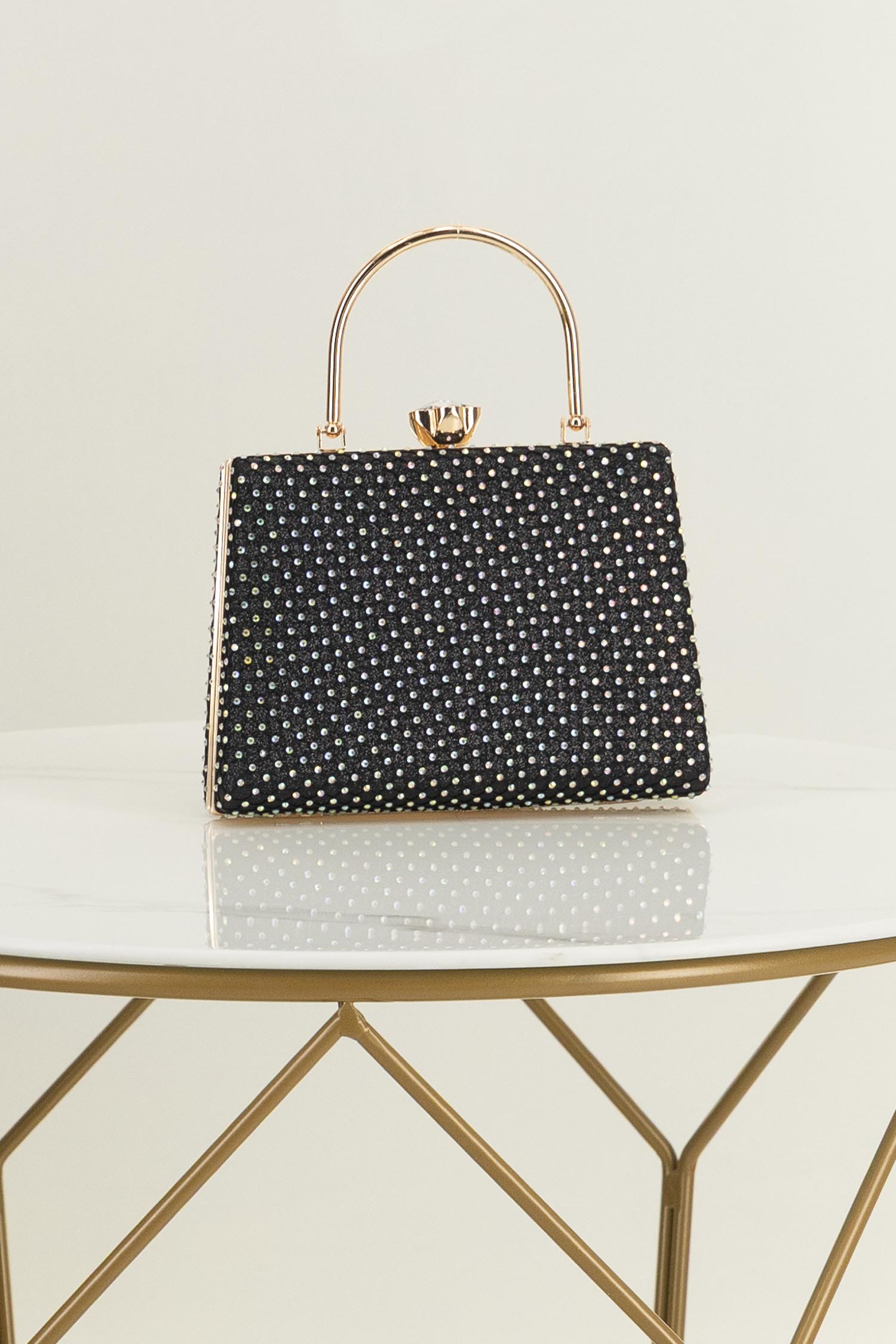 Geanta dama neagra tip clutch cu pietre strass 3 - StarShinerS.ro