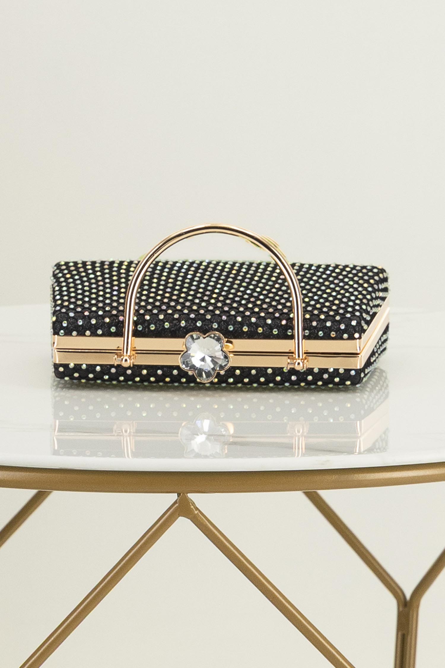 Geanta dama neagra tip clutch cu pietre strass 4 - StarShinerS.ro