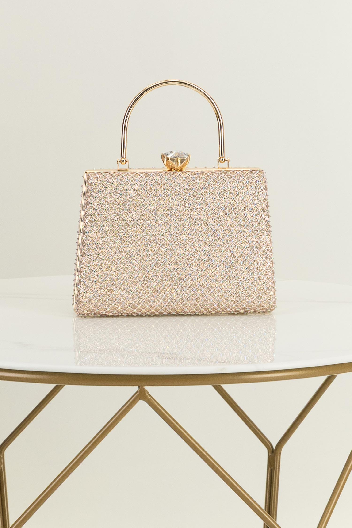Geanta dama aurie tip clutch cu pietre strass 2 - StarShinerS.ro