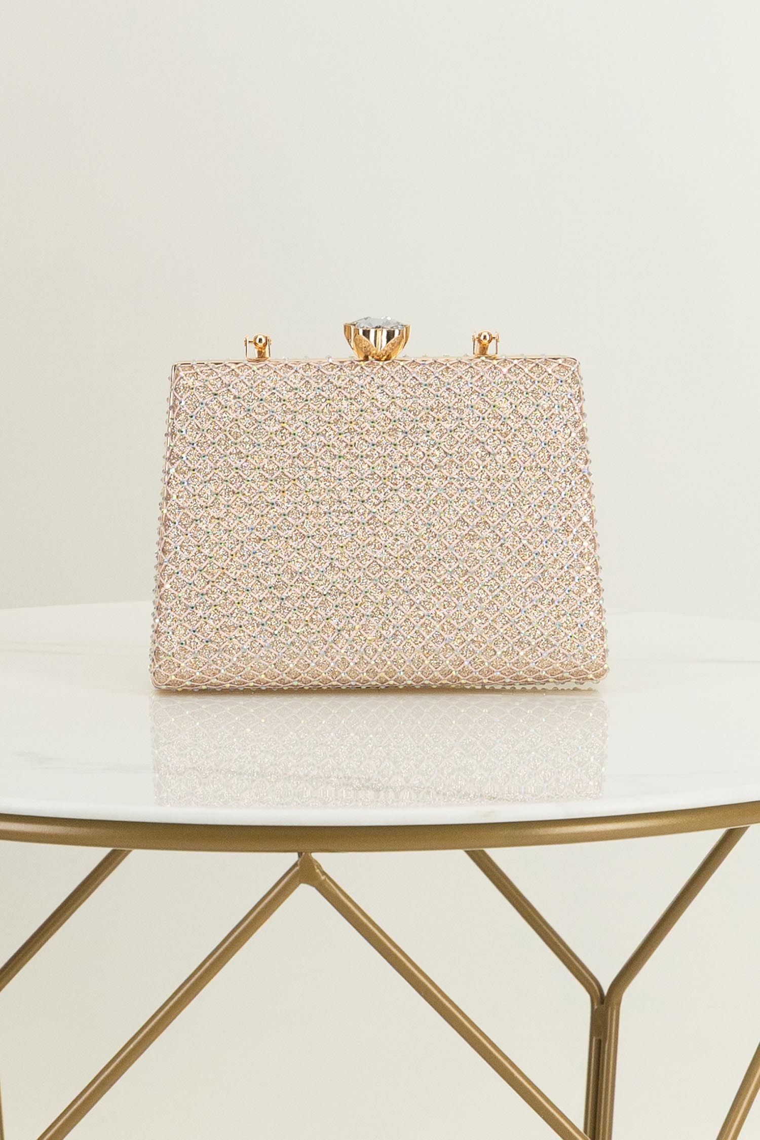 Geanta dama aurie tip clutch cu pietre strass 5 - StarShinerS.ro