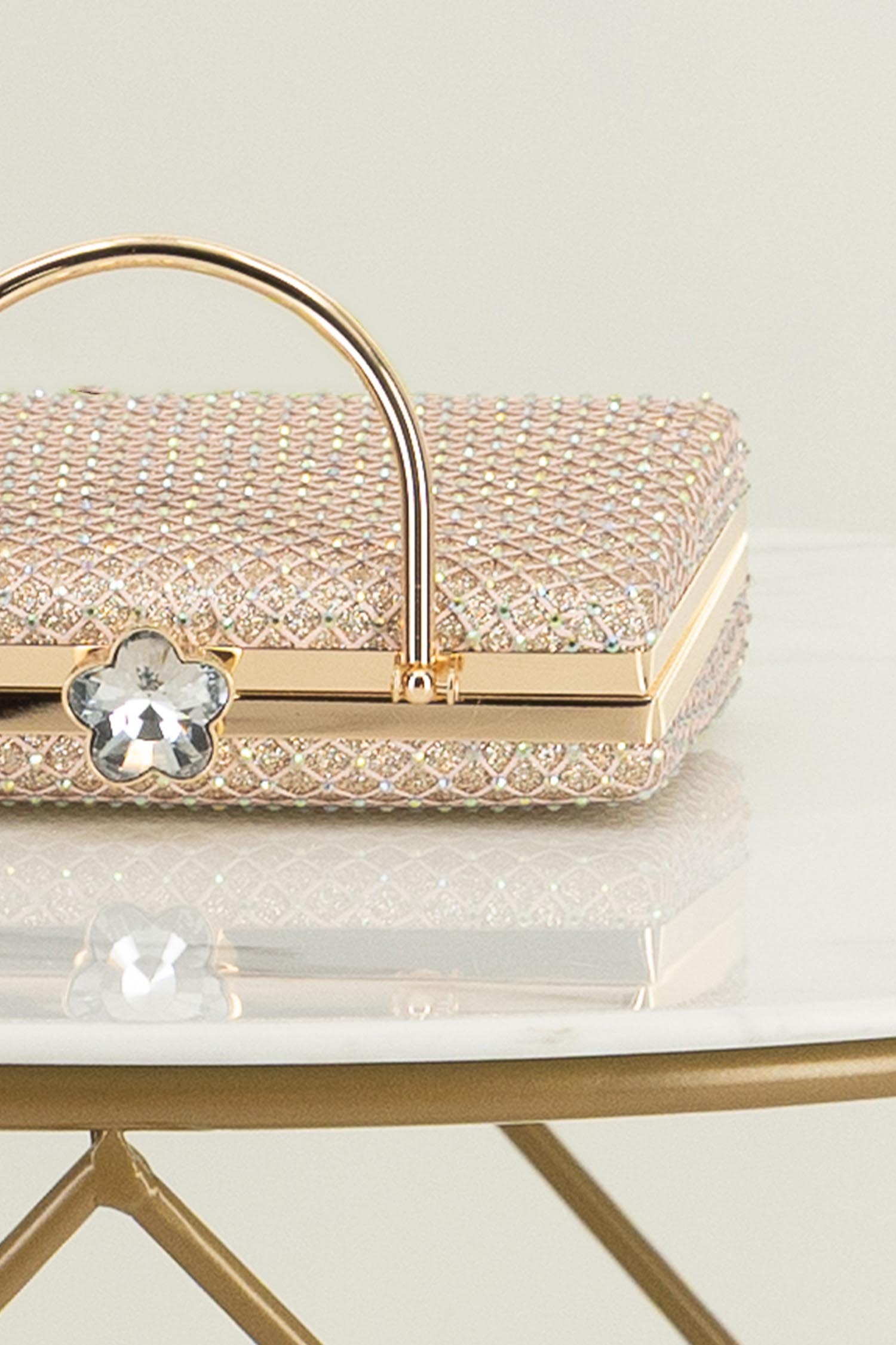 Geanta dama aurie tip clutch cu pietre strass 6 - StarShinerS.ro