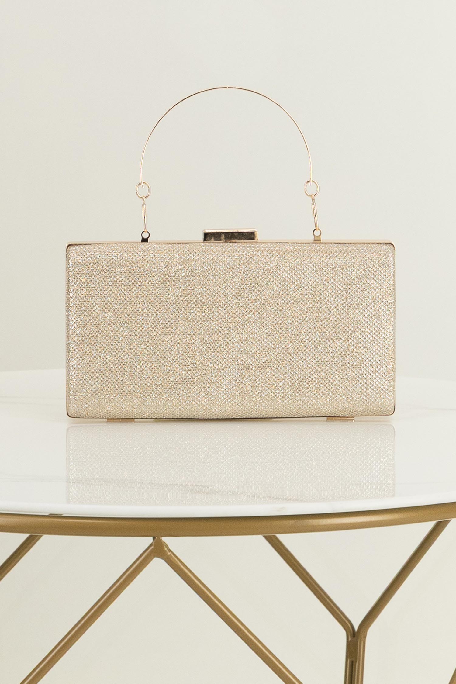 Geanta dama aurie tip clutch cu sclipici 2 - StarShinerS.ro