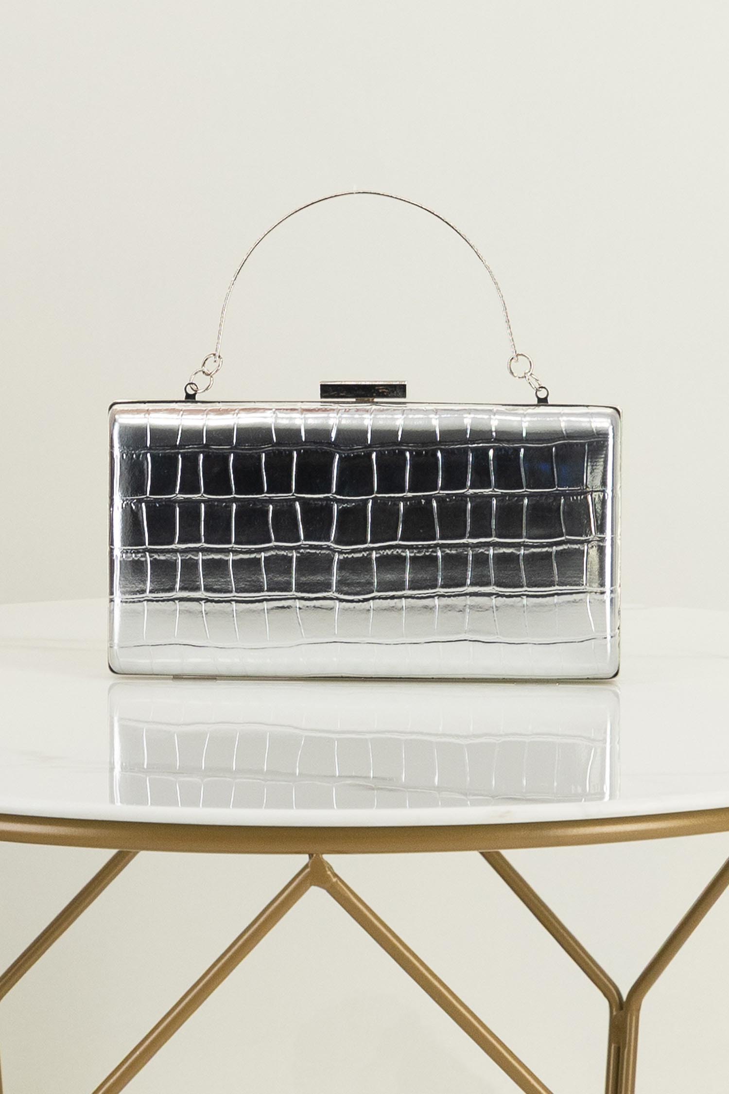 Geanta dama tip clutch din piele ecologica argintie 2 - StarShinerS.ro