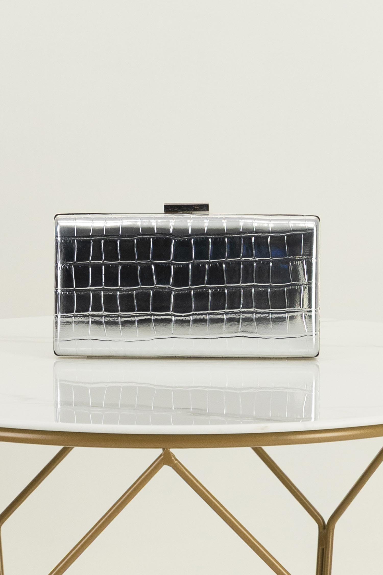 Geanta dama tip clutch din piele ecologica argintie 3 - StarShinerS.ro