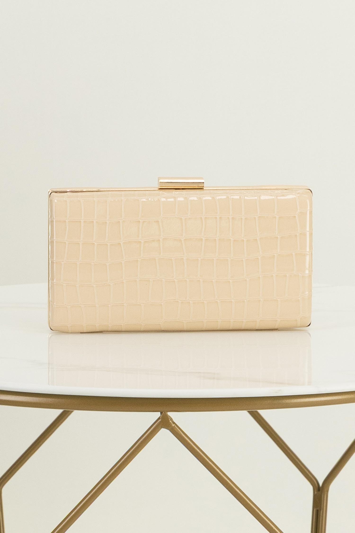 Geanta dama tip clutch din piele ecologica bej 2 - StarShinerS.ro