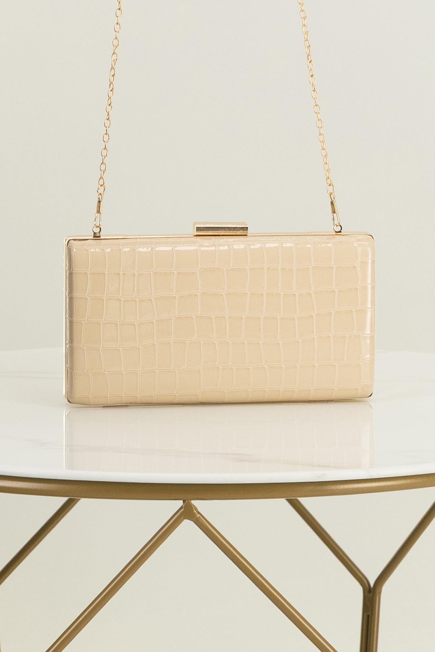 Geanta dama tip clutch din piele ecologica bej 3 - StarShinerS.ro