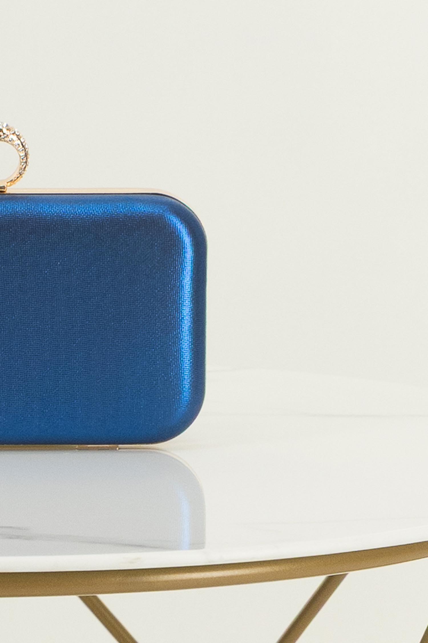Geanta Dama tip clutch albastru cu sclipici fin si maner detasabil 6 - StarShinerS.ro