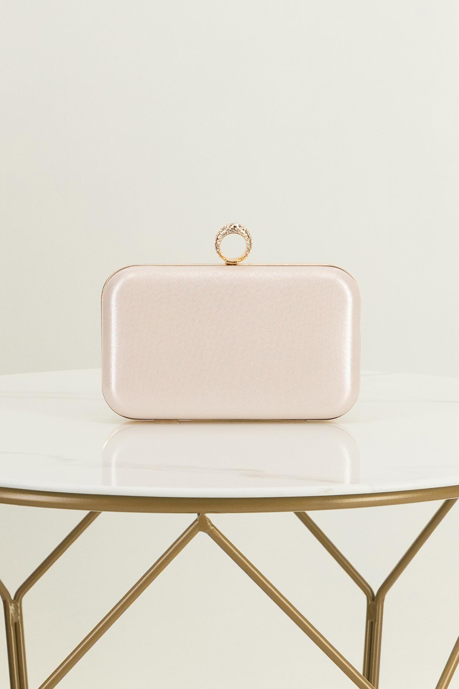 Geanta Dama tip clutch roz pudra cu sclipici fin si maner detasabil 3 - StarShinerS.ro