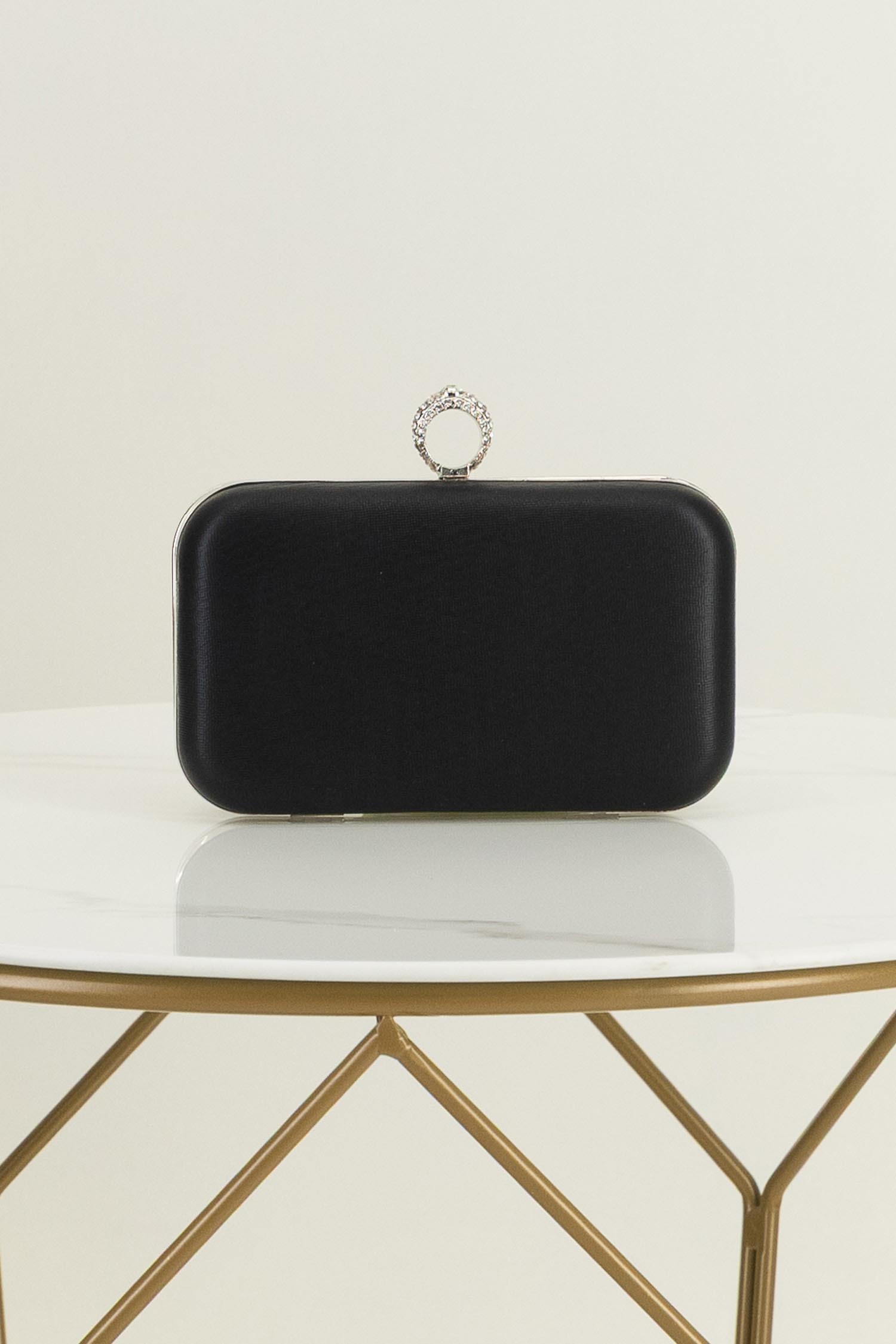 Geanta Dama tip clutch negru cu sclipici fin si maner detasabil 3 - StarShinerS.ro