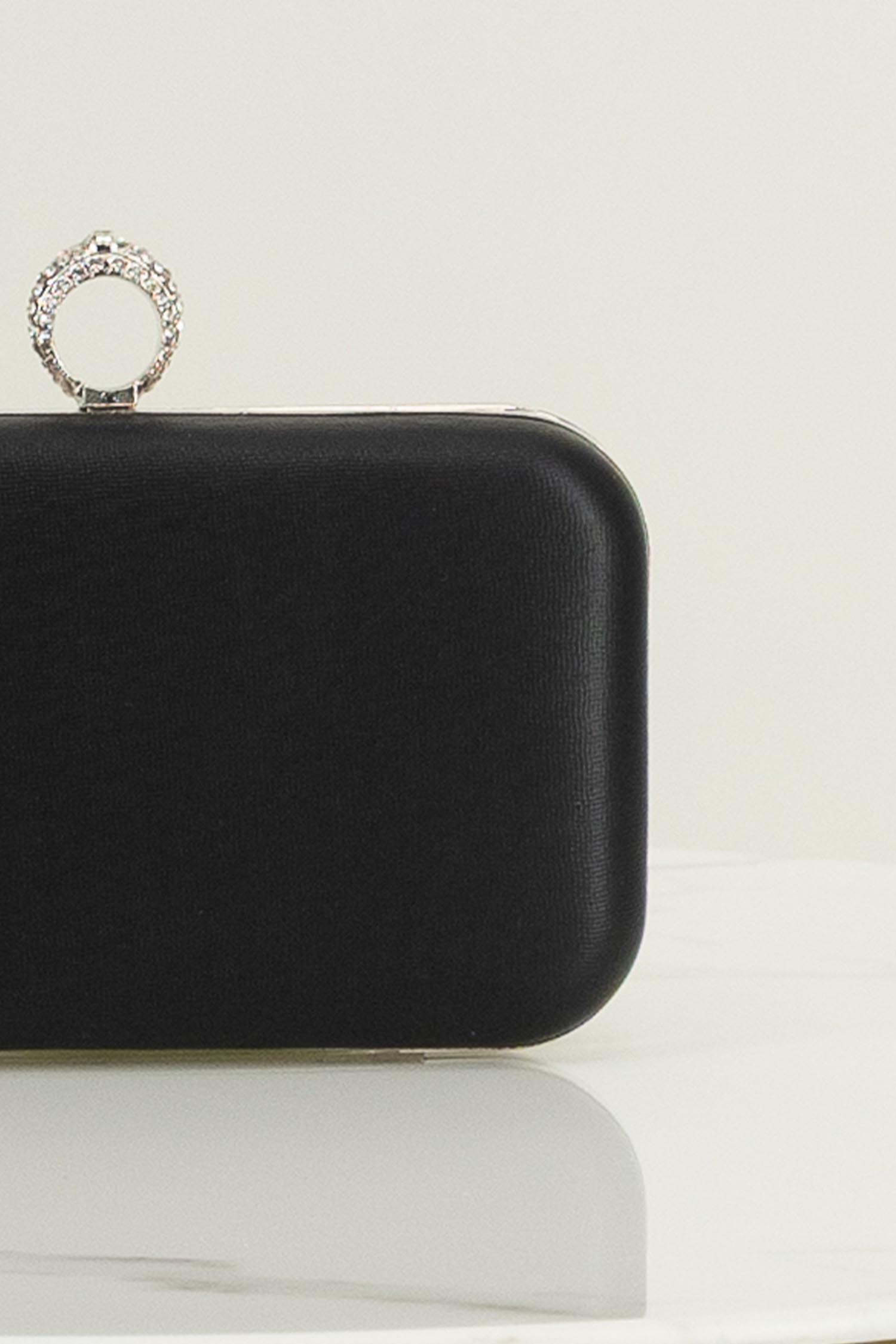 Geanta Dama tip clutch negru cu sclipici fin si maner detasabil 5 - StarShinerS.ro