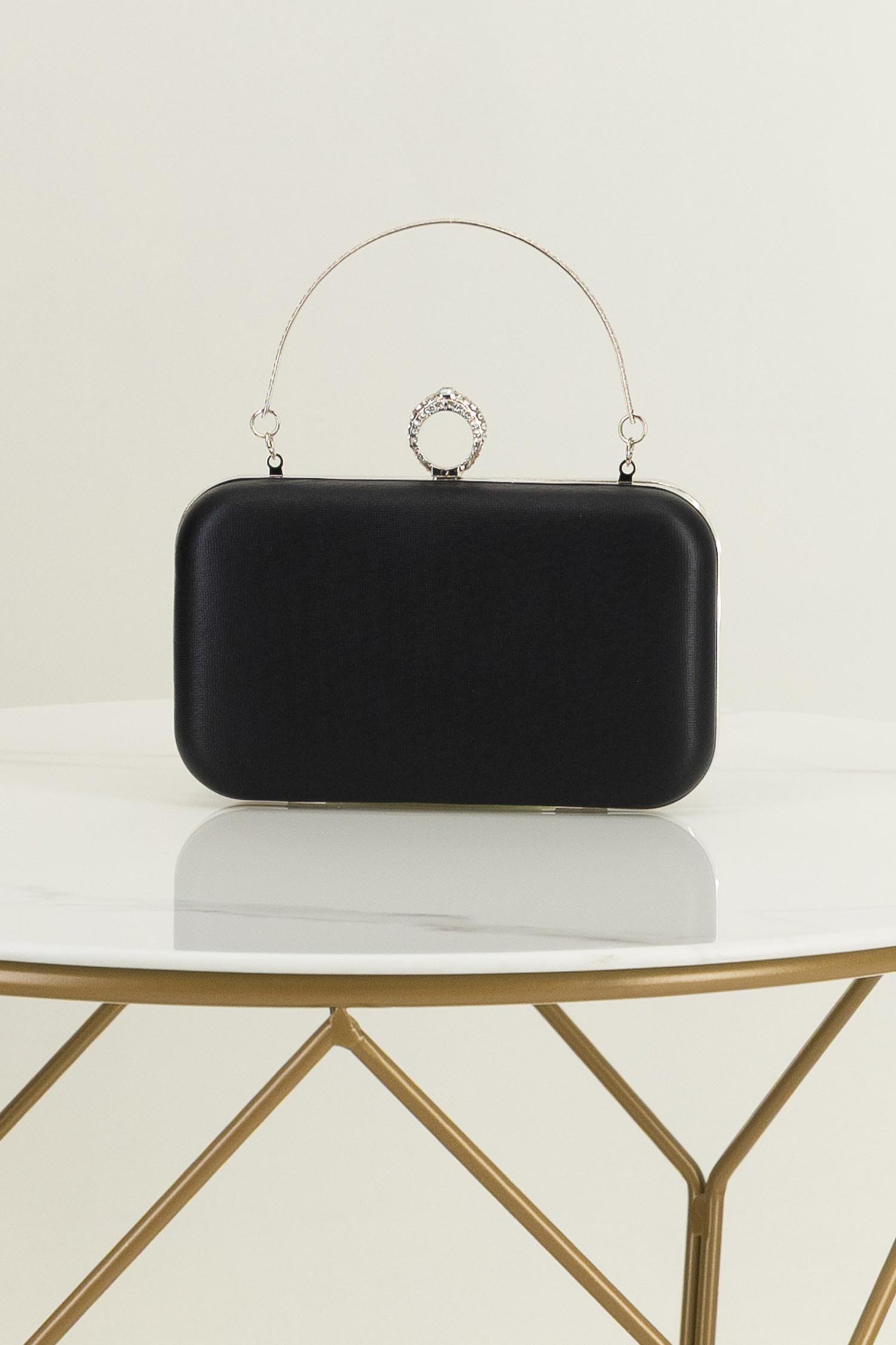 Geanta Dama tip clutch negru cu sclipici fin si maner detasabil 2 - StarShinerS.ro