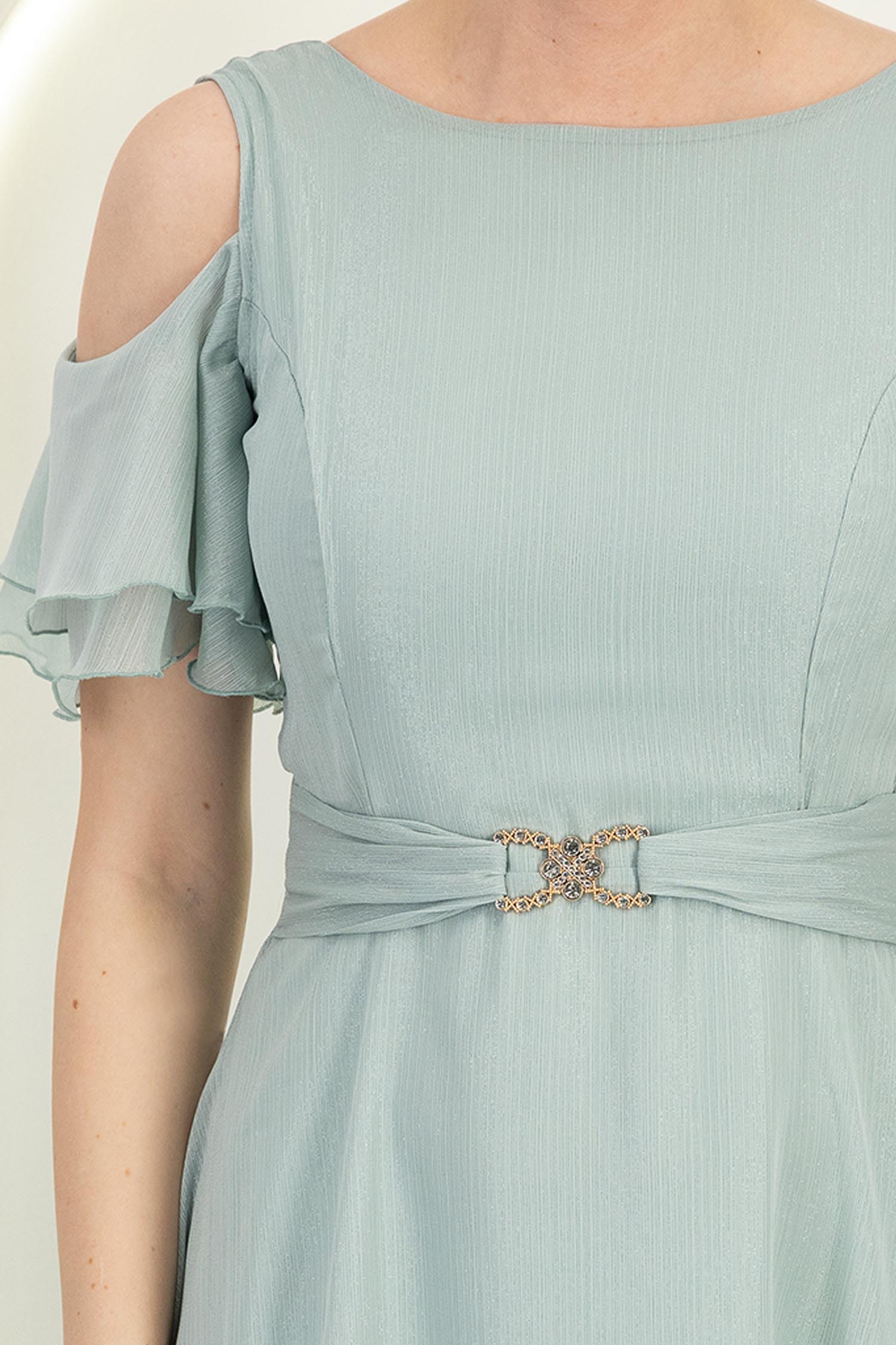Rochie din voal cu fir lame mint midi in clos - StarShinerS 5 - StarShinerS.ro